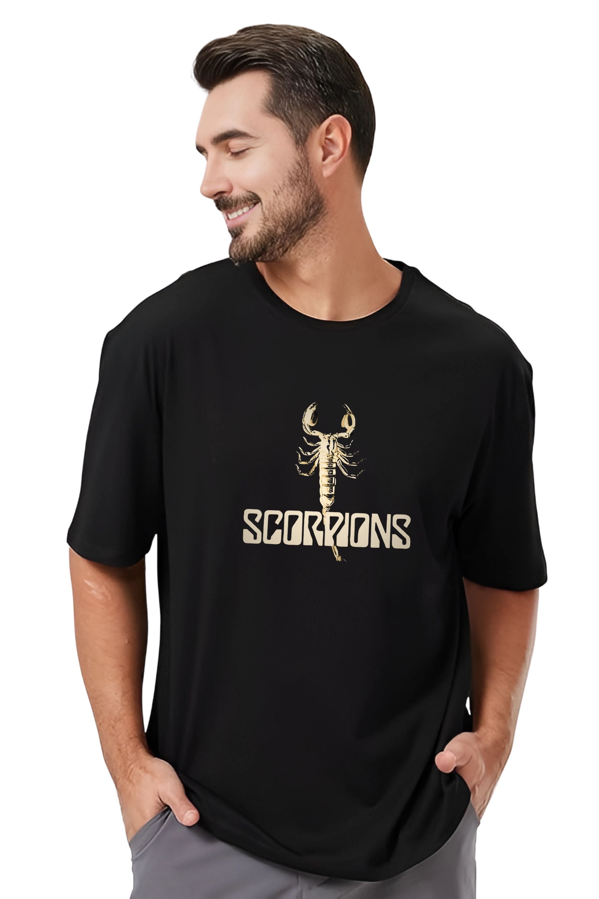 Scorpions Band Graphic T-Shirt, Vintage Rock Band Design, Black, Oversized Fit
