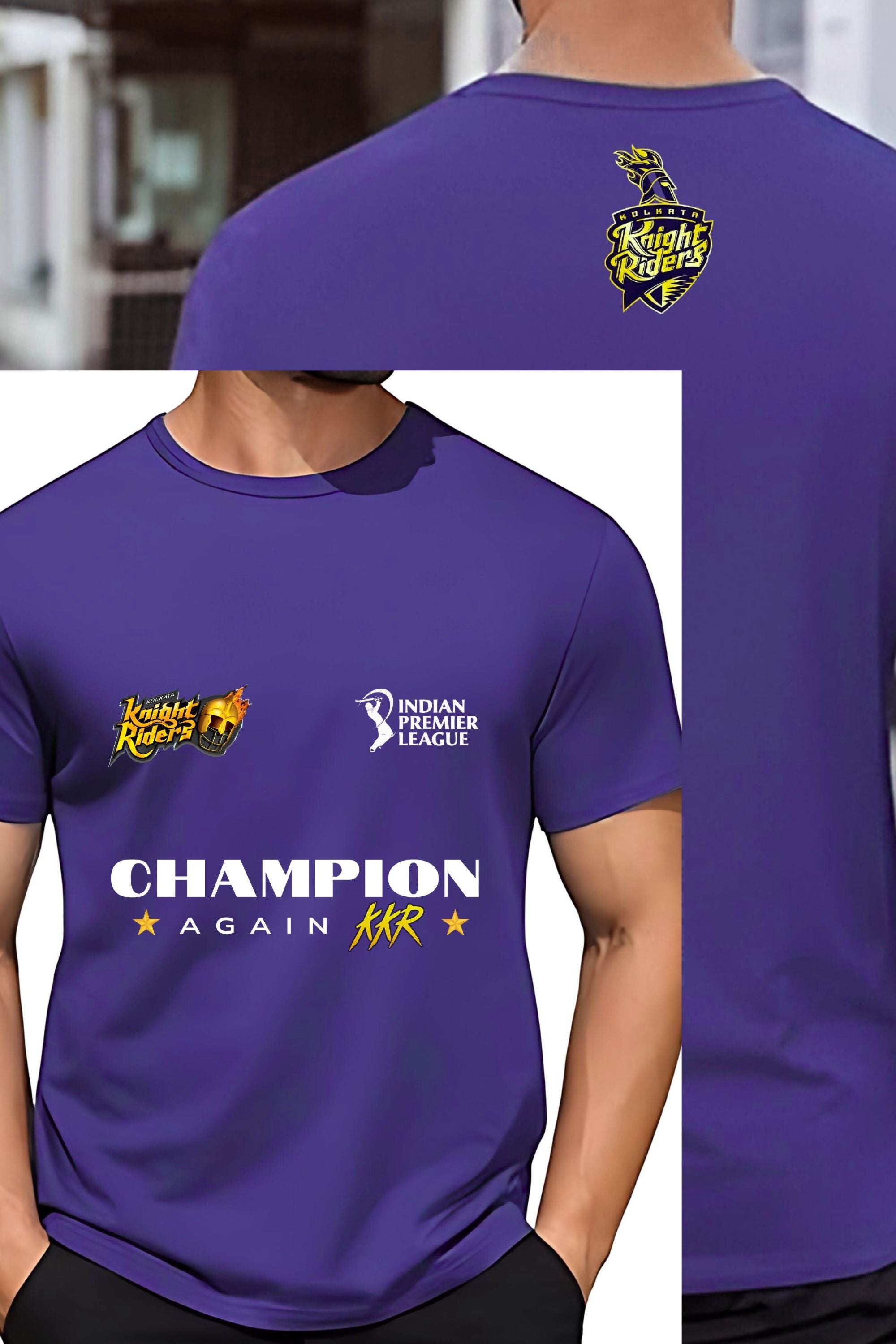 IPL KKR Champion T-Shirt, Purple, Soft Stretchable Polyester, Cricket Fan Jersey, Indian Premier League