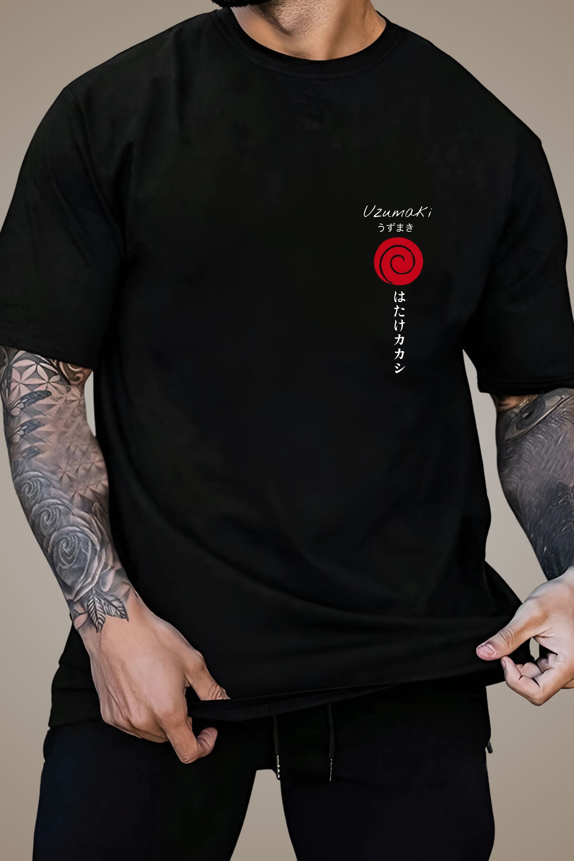 NARUTO ANIME BLACK OVERSIZE T-SHIRT FOR MEN & WOMEN