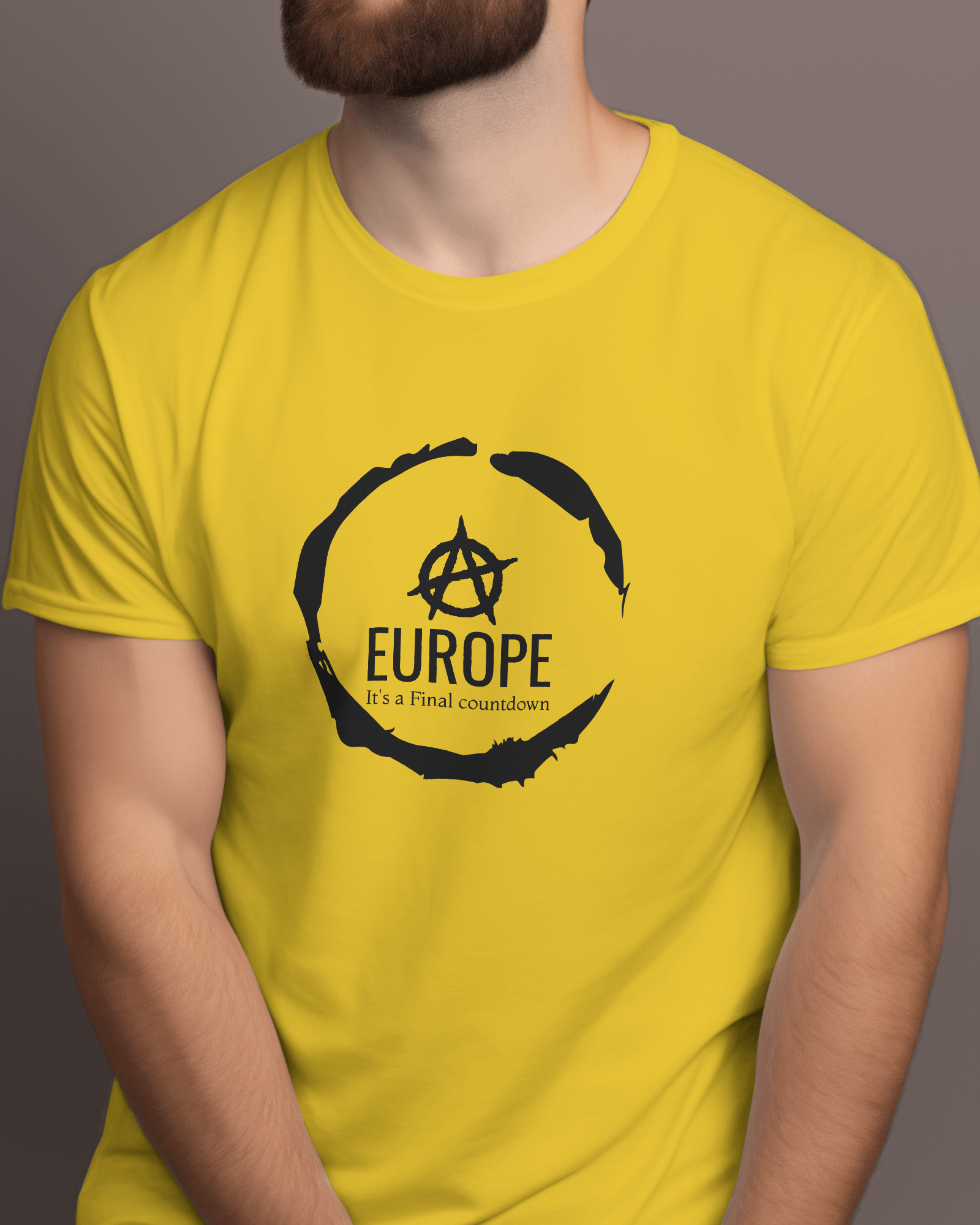 New D T F printed T-shirt - EUROPE BAND - The final countdown - YELLOW