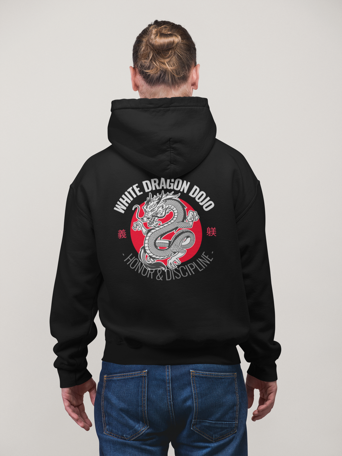 PRINTED BLACK HOODIE FOR UNISEX