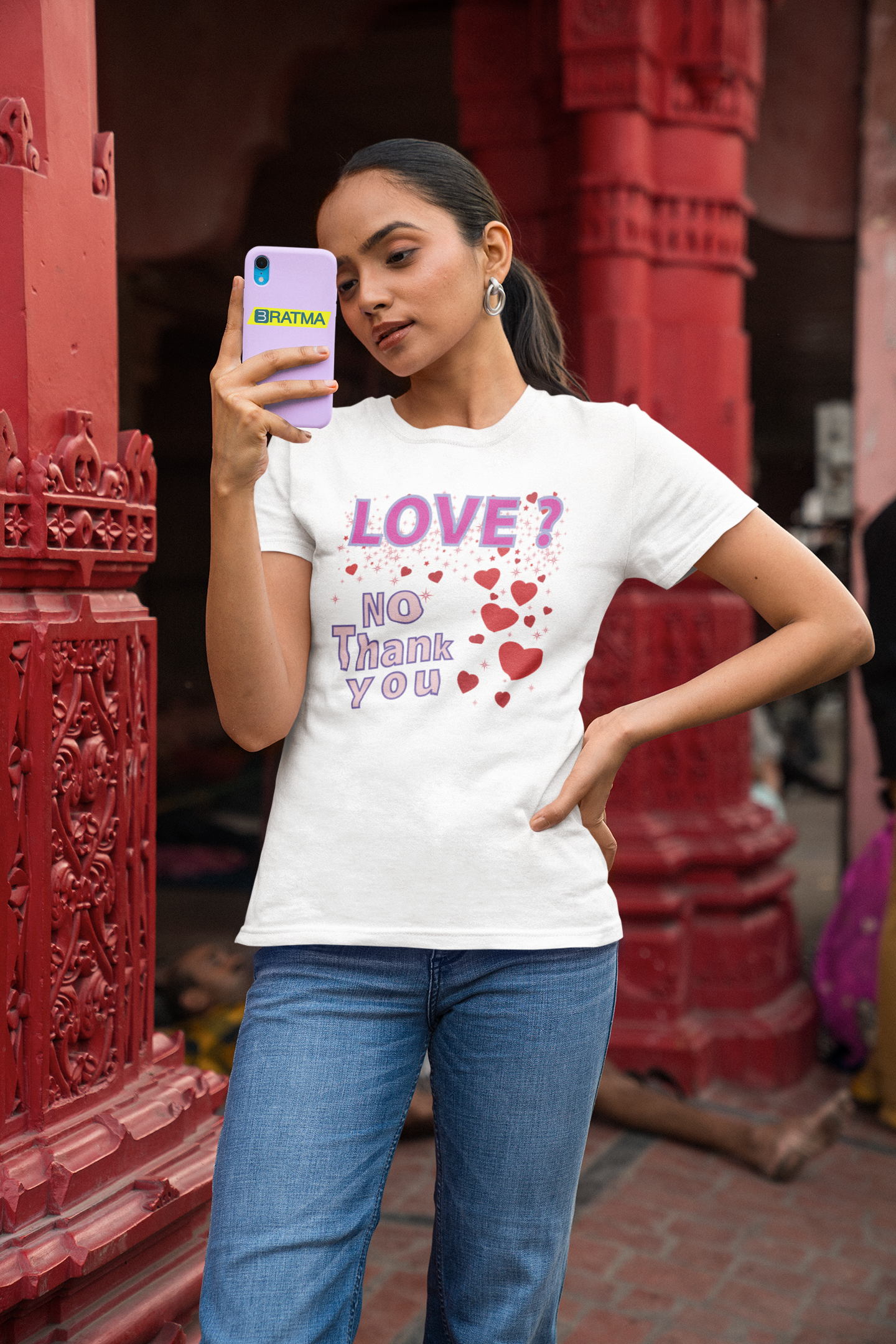 Love Heart Printed Tshirt for Women