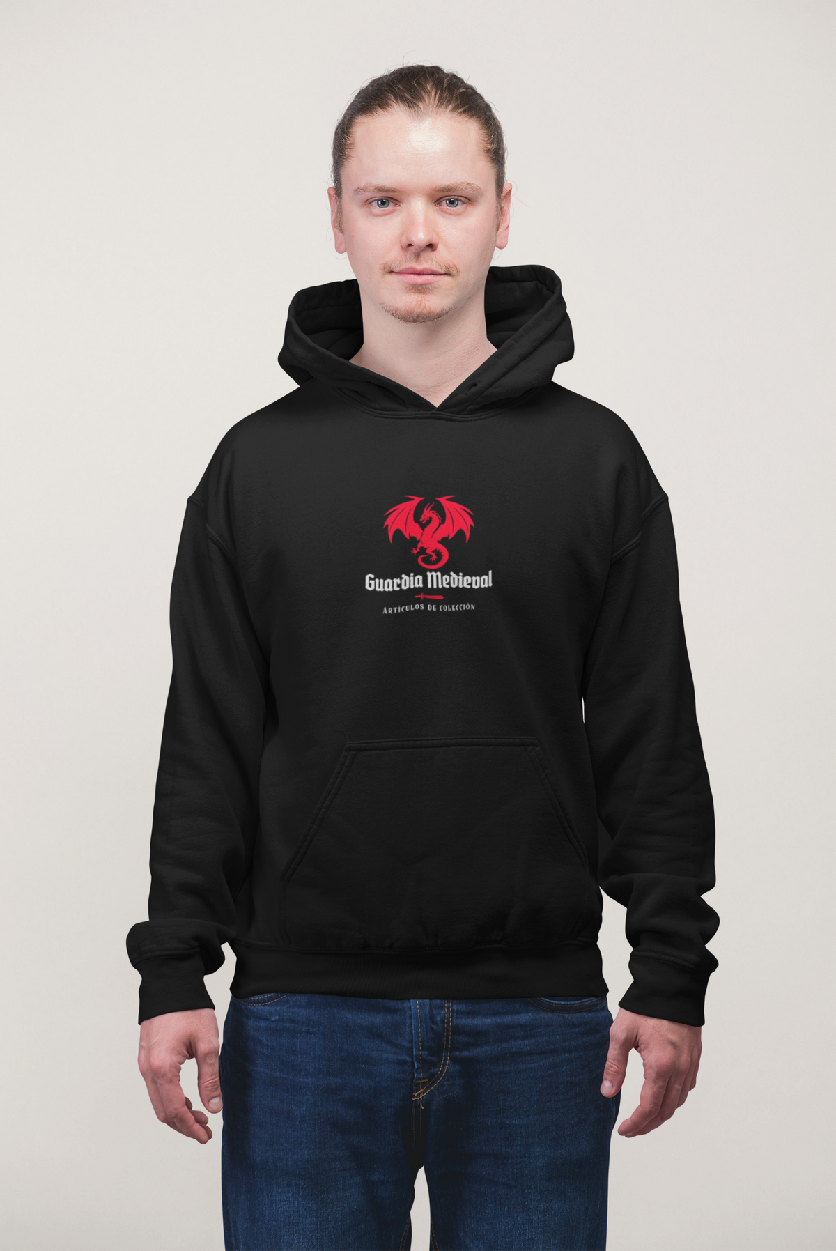 PRINTED BLACK HOODIE FOR UNISEX