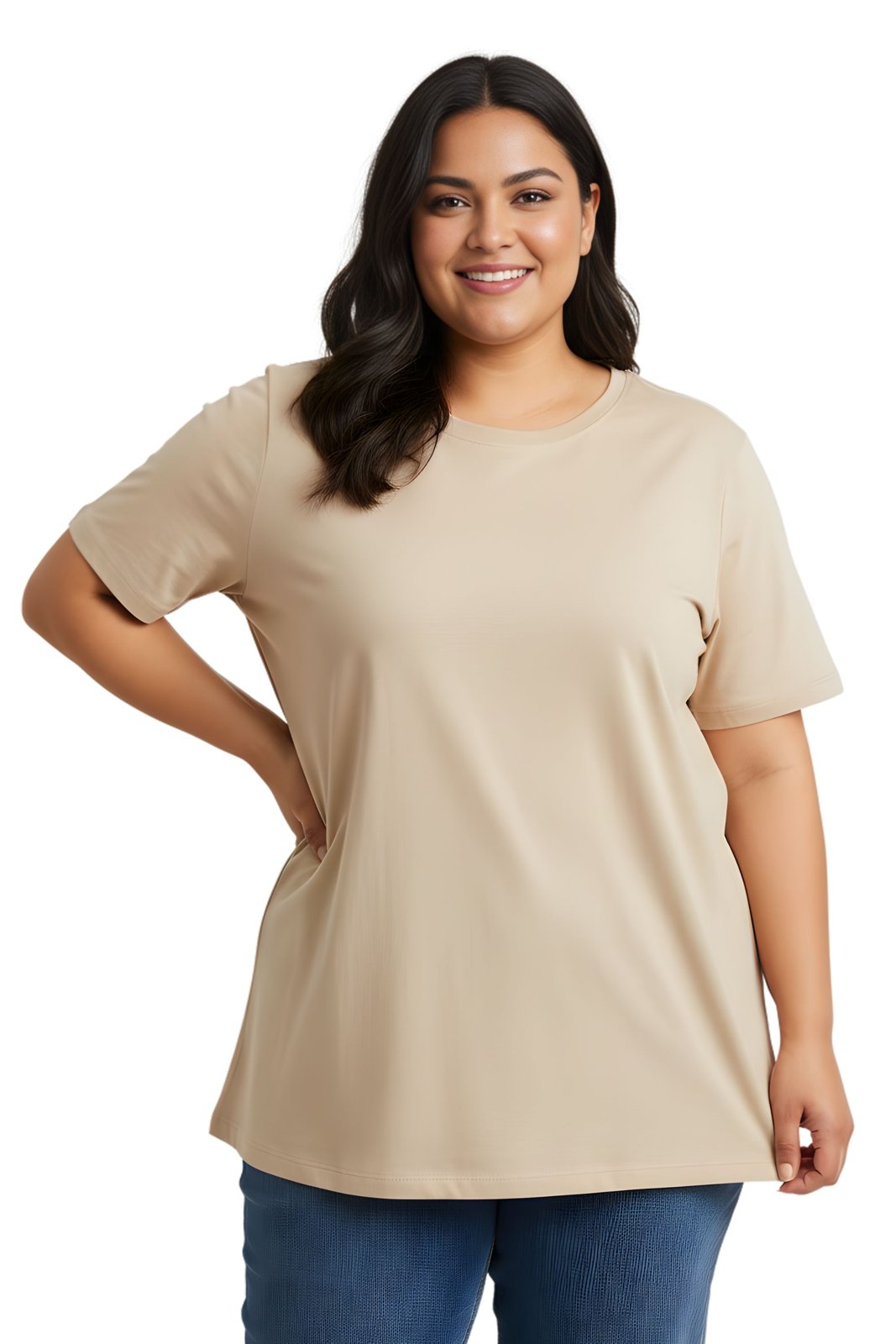 BRATMA Women's plus size t-shirt Beige