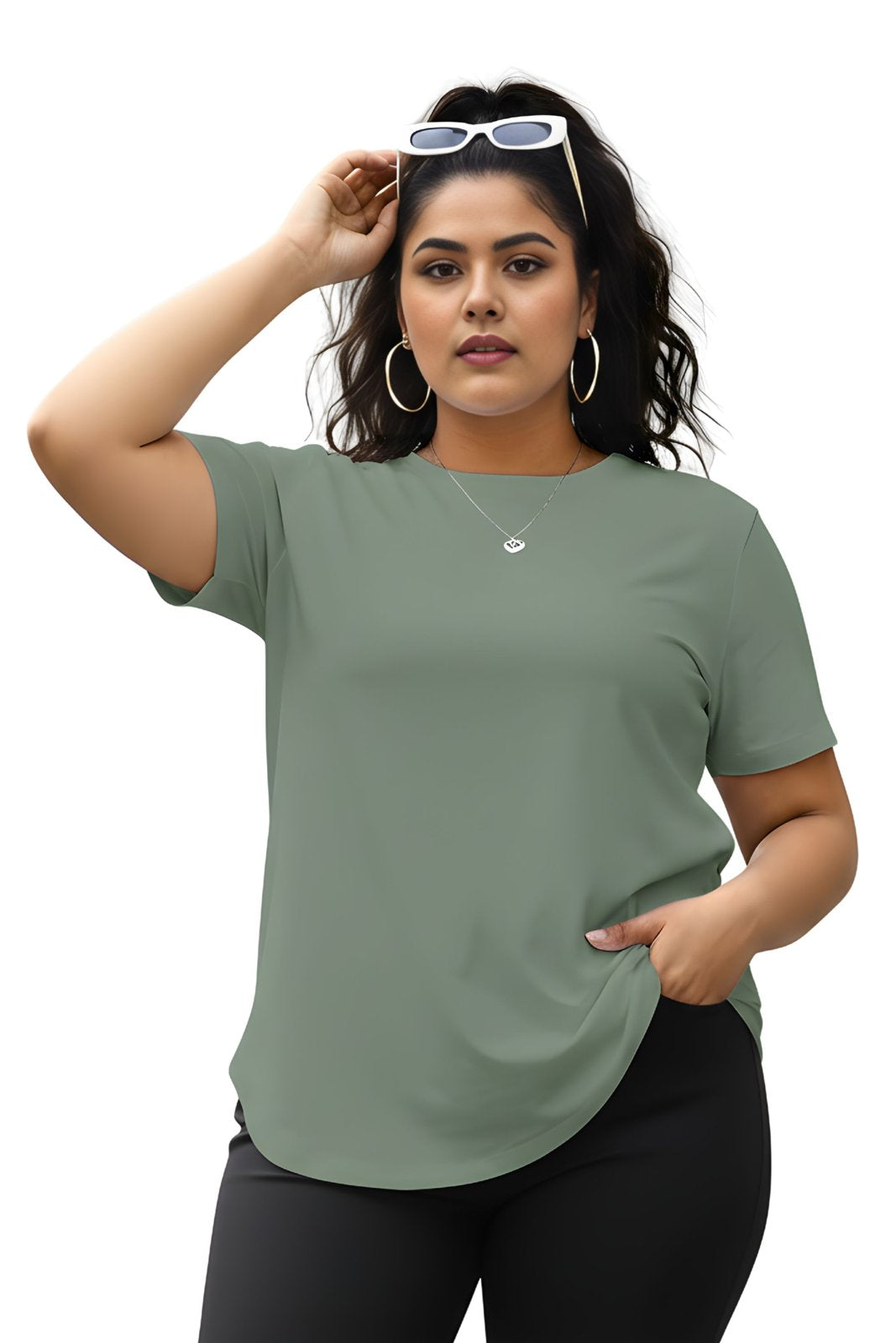 BRATMA Women's plus size t-shirt Olive