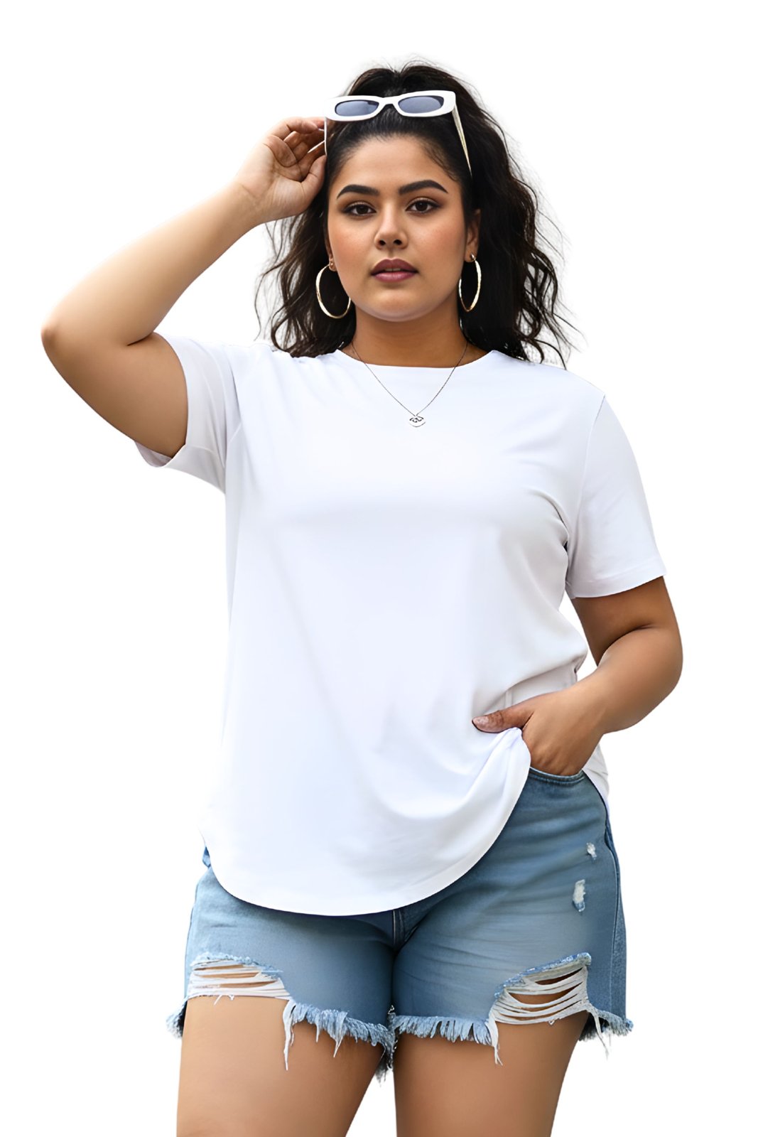 BRATMA Women's plus size t-shirt White