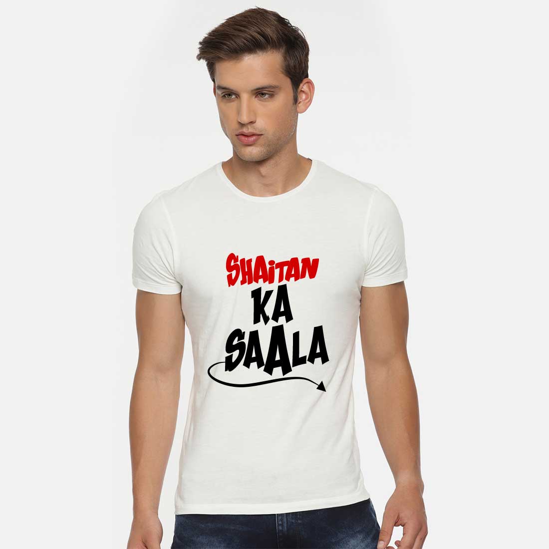Printed White Men T-Shirt