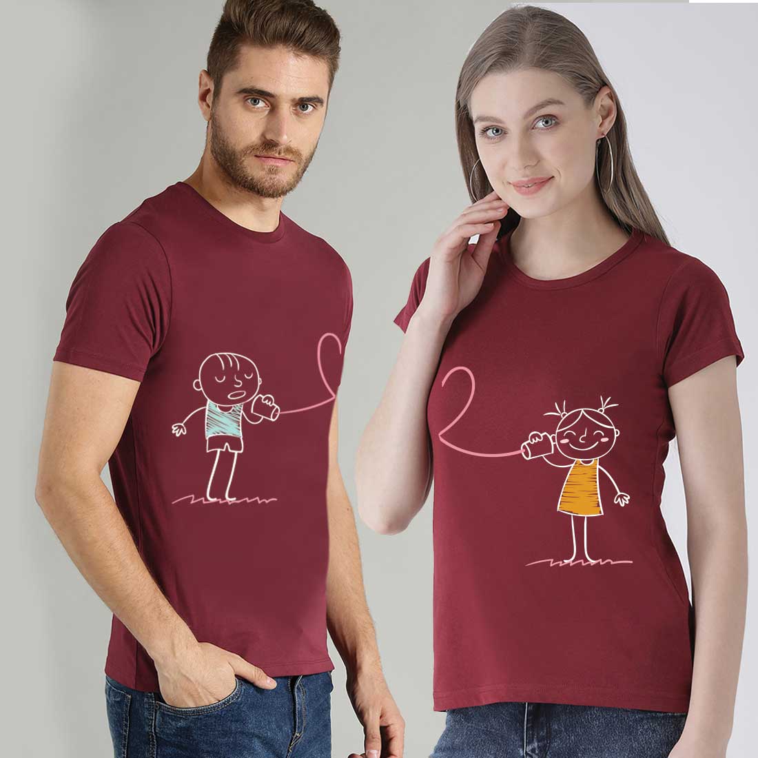 couple shirt maroon