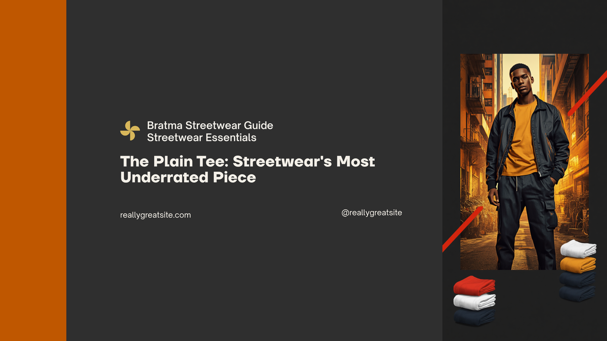 Bratma plain t-shirt streetwear banner in red, black, white, mustard and navy