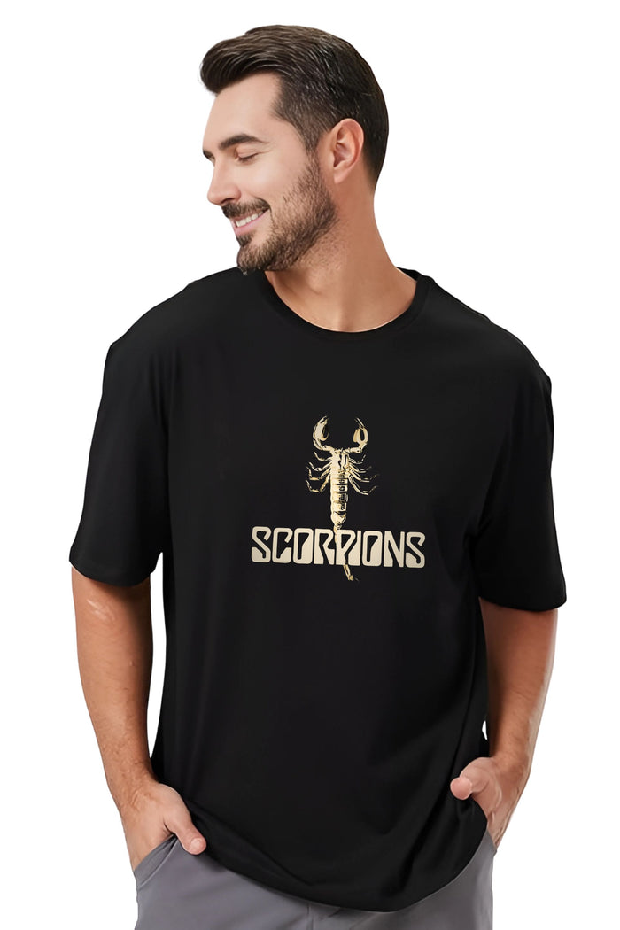 Scorpions Band Graphic T-Shirt, Vintage Rock Band Design, Black, Oversized Fit