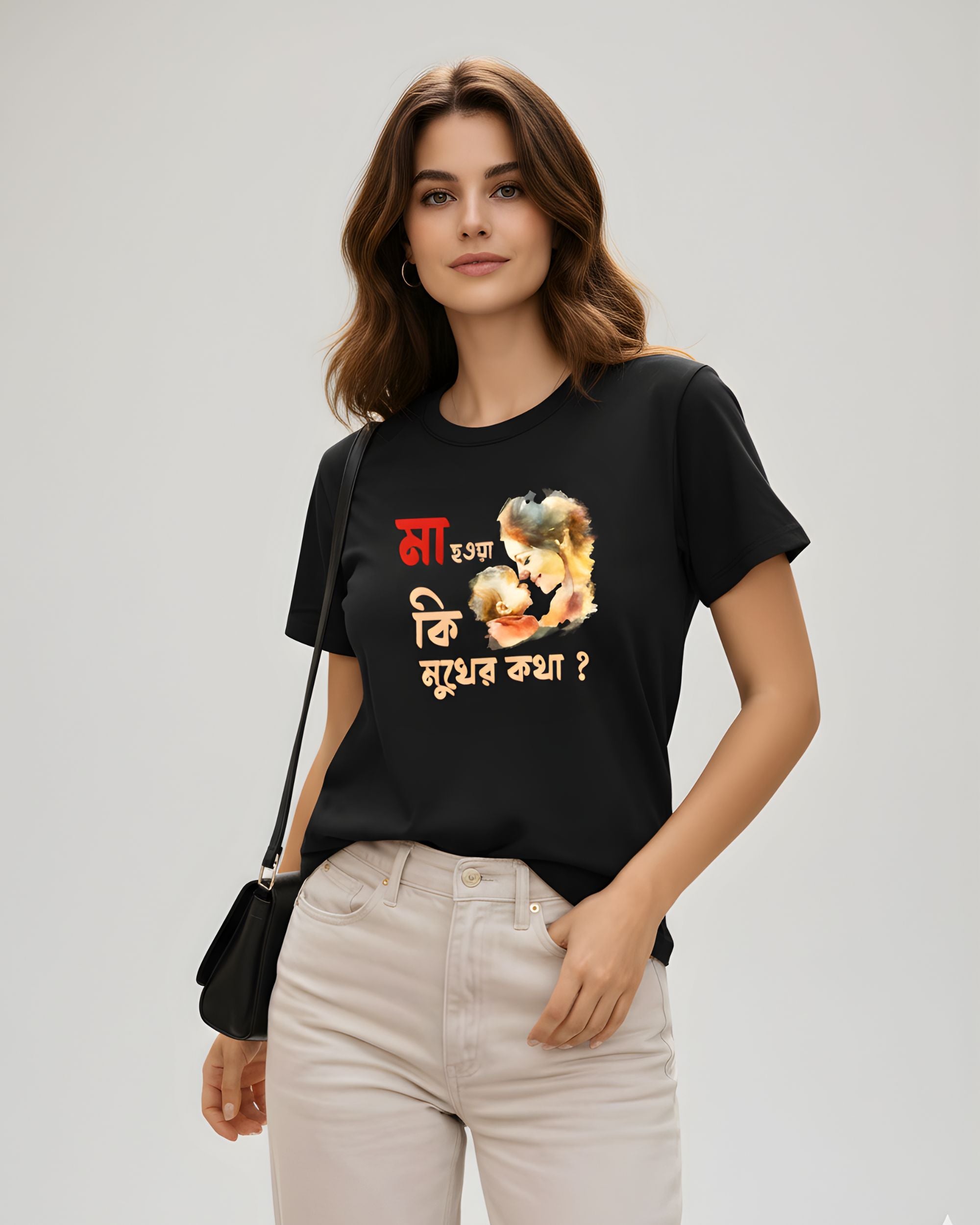 Women Graphic Print, Typography Round Neck Pure Cotton Black T-Shirt