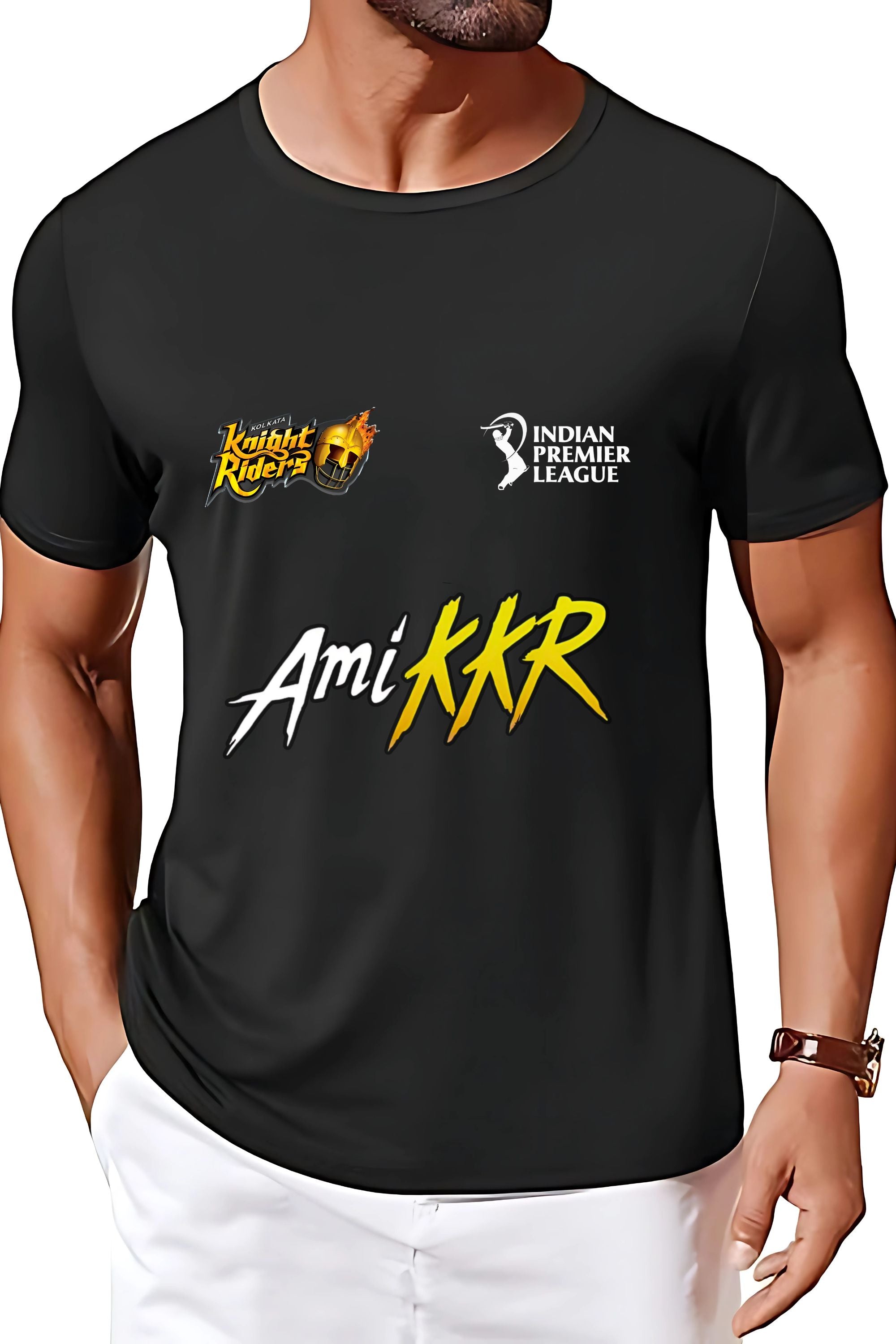 Kolkata Knight Riders Cricket Team Fan T-Shirt, Round Neck, Both Side Print
