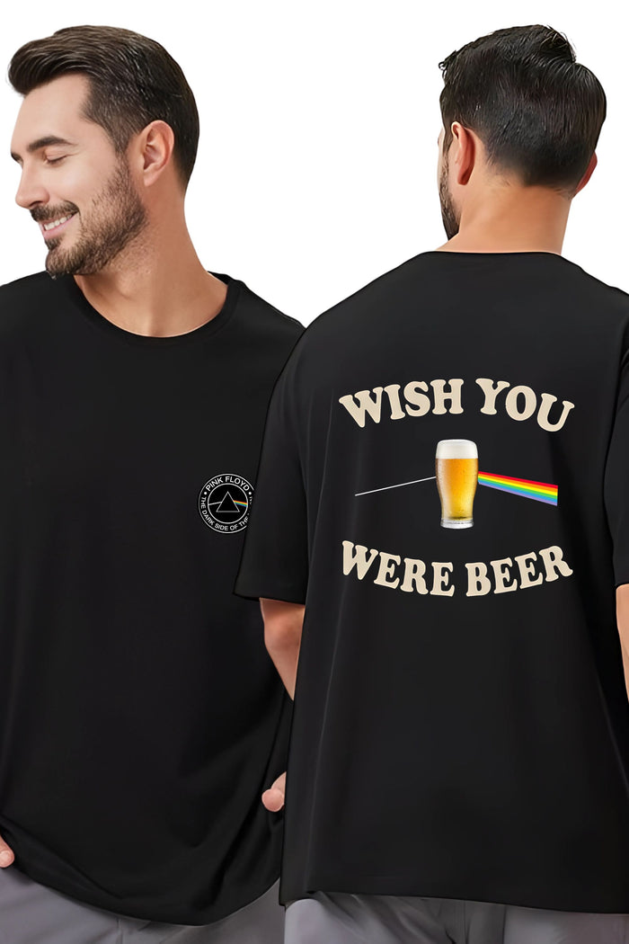 Pink Floyd Wish You were Beer T-Shirt, Black Graphic Print, Dark Side of The Moon Design