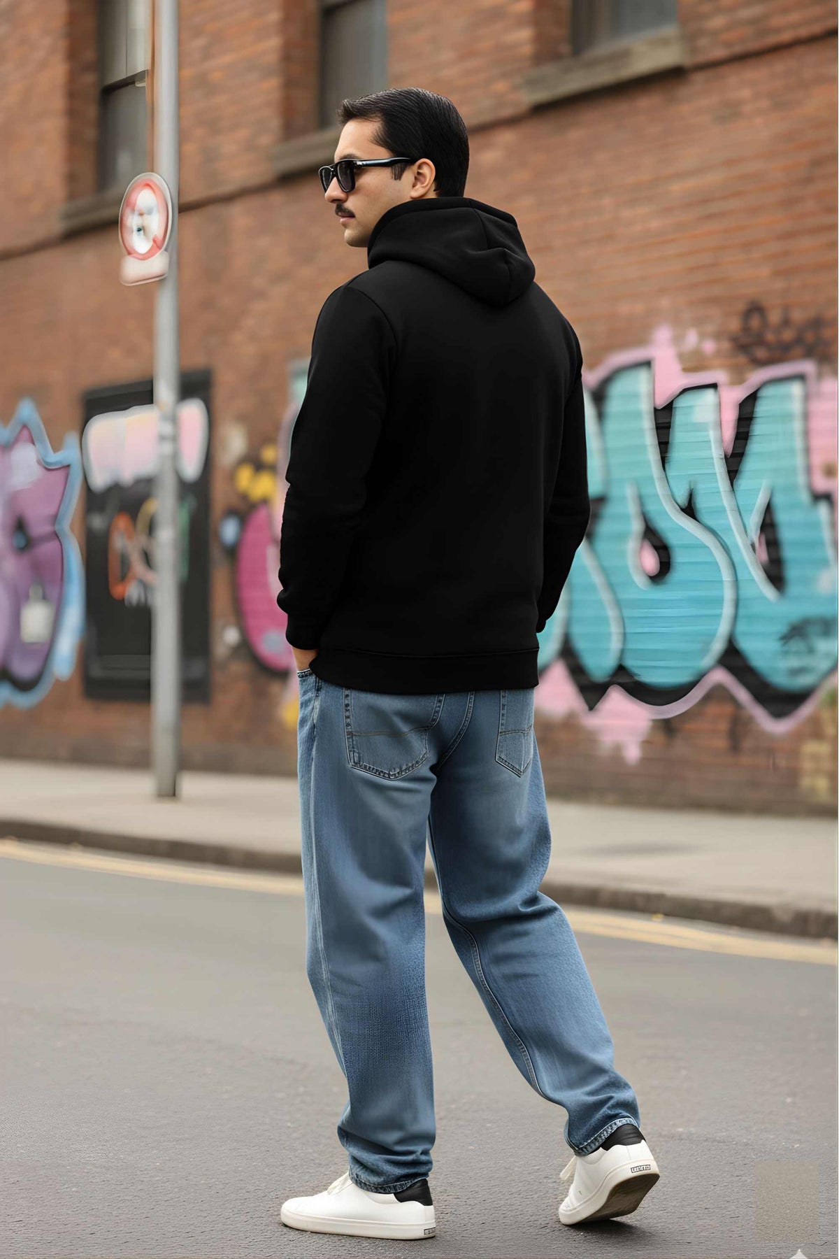 BRATMA Unisex Adult Solid Hooded Sweatshirt | Cotton Blend Fleece | Regular Fit | Long Sleeves | Front Pocket | Black