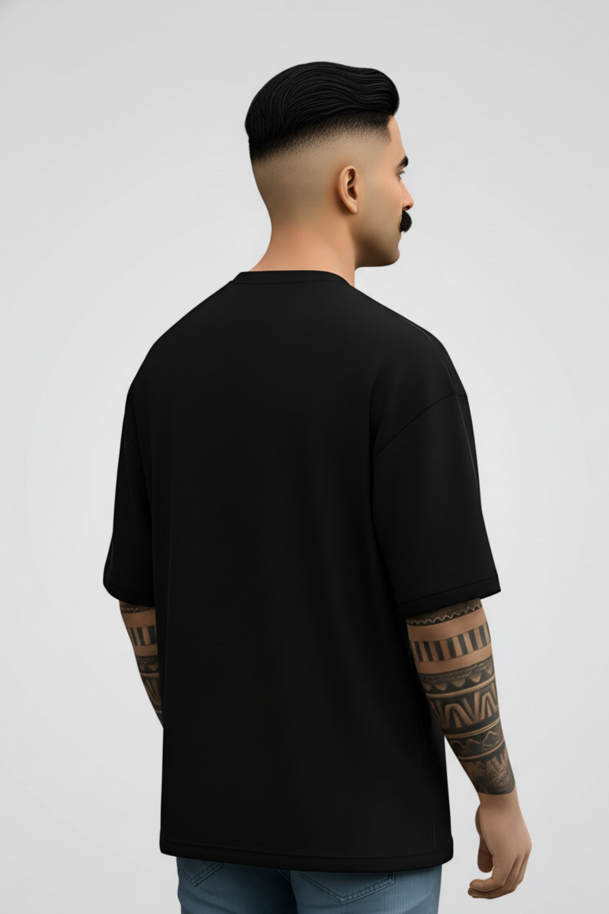 Men Graphic Print Round Neck Pure Cotton Black T-Shirt