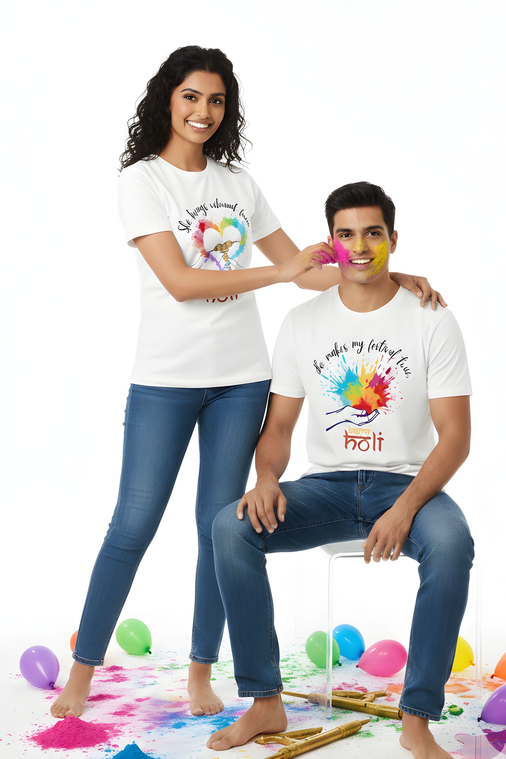 COUPLE TSHIRT FOR POLYESTER HOLI