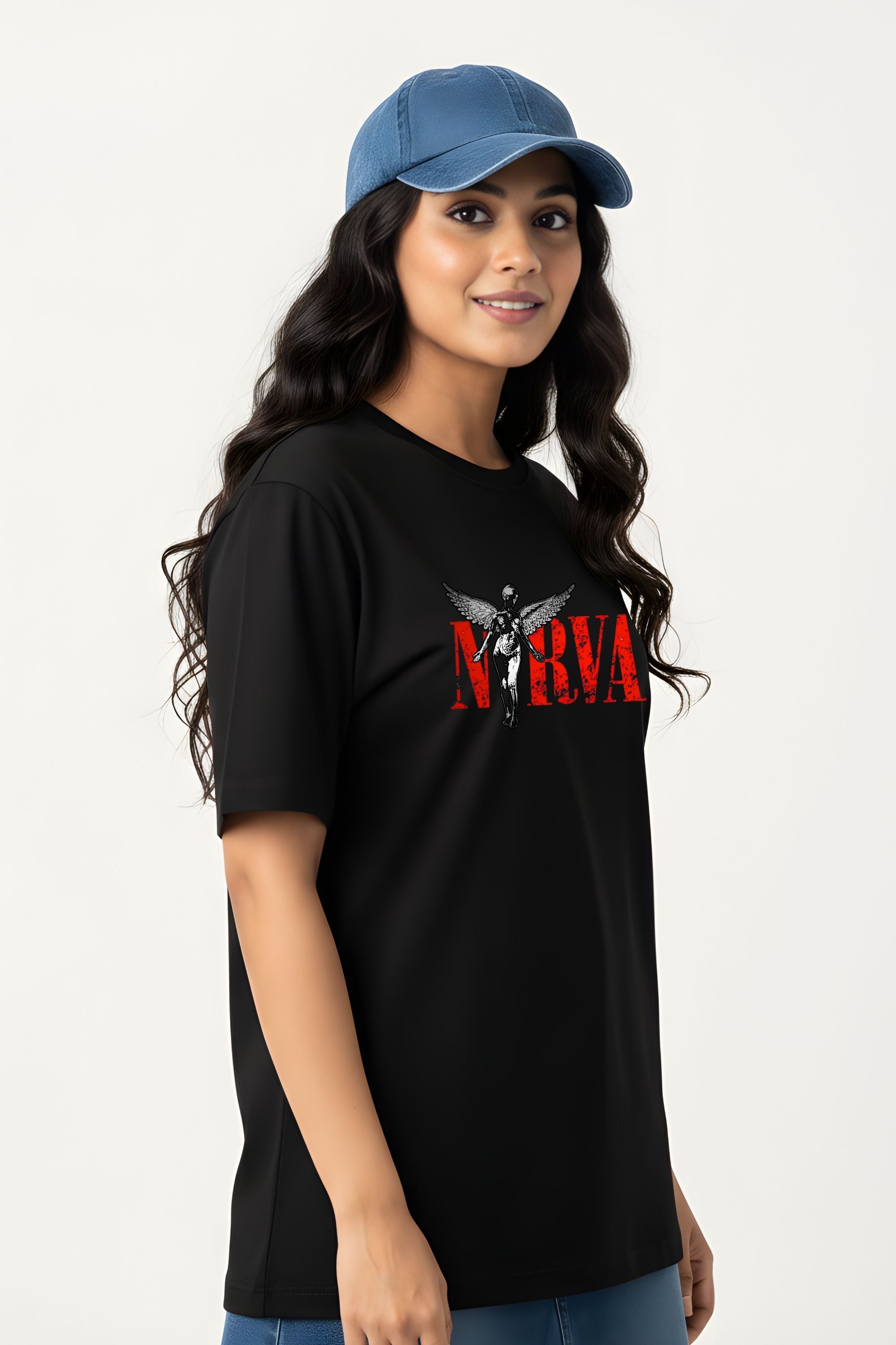 Nirvana in Utero Graphic Oversize T-Shirt, Black, Short Sleeve, Front and Back Print, Unisex