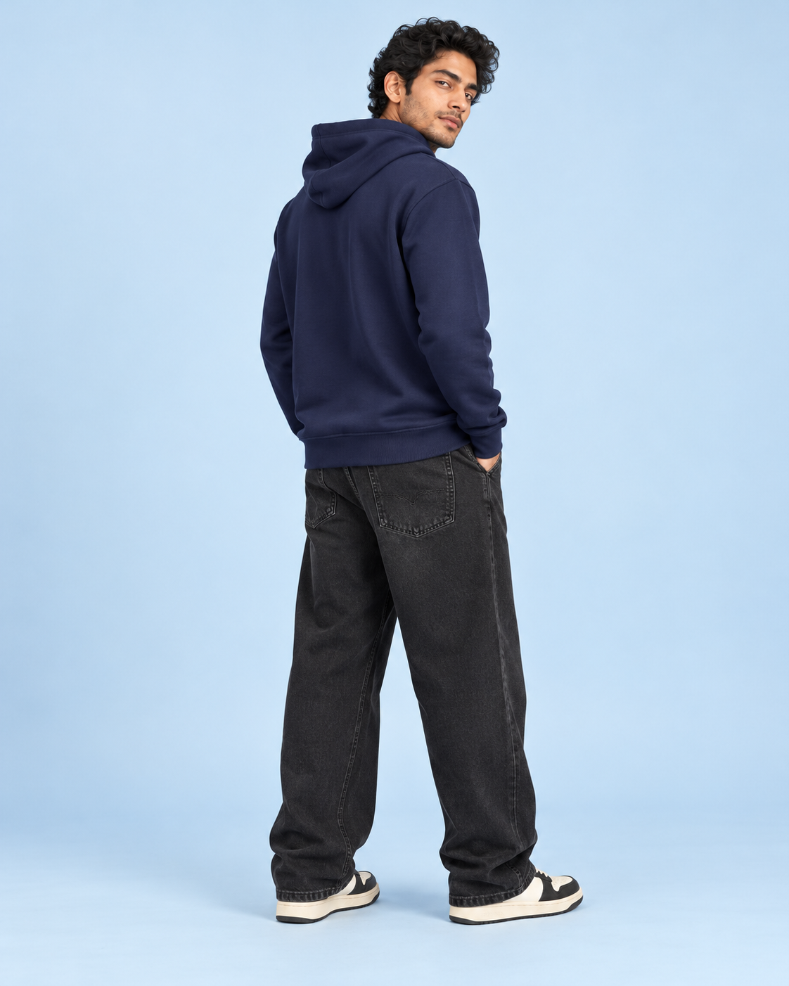 BRATMA Unisex Adult Solid Navy Blue Hooded Sweatshirt | Cotton Blend Fleece | Regular Fit | Long Sleeves | Front Pocket | Navy Blue