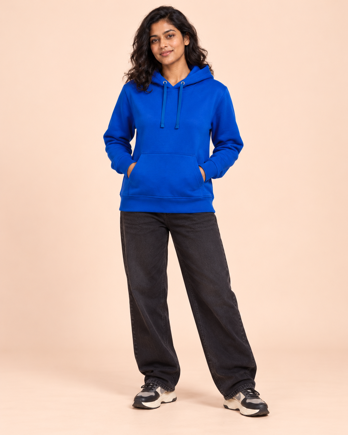 BRATMA Unisex Adult Solid Royal Blue Hooded Sweatshirt | Cotton Blend Fleece | Regular Fit | Long Sleeves | Front Pocket | Royal Blue
