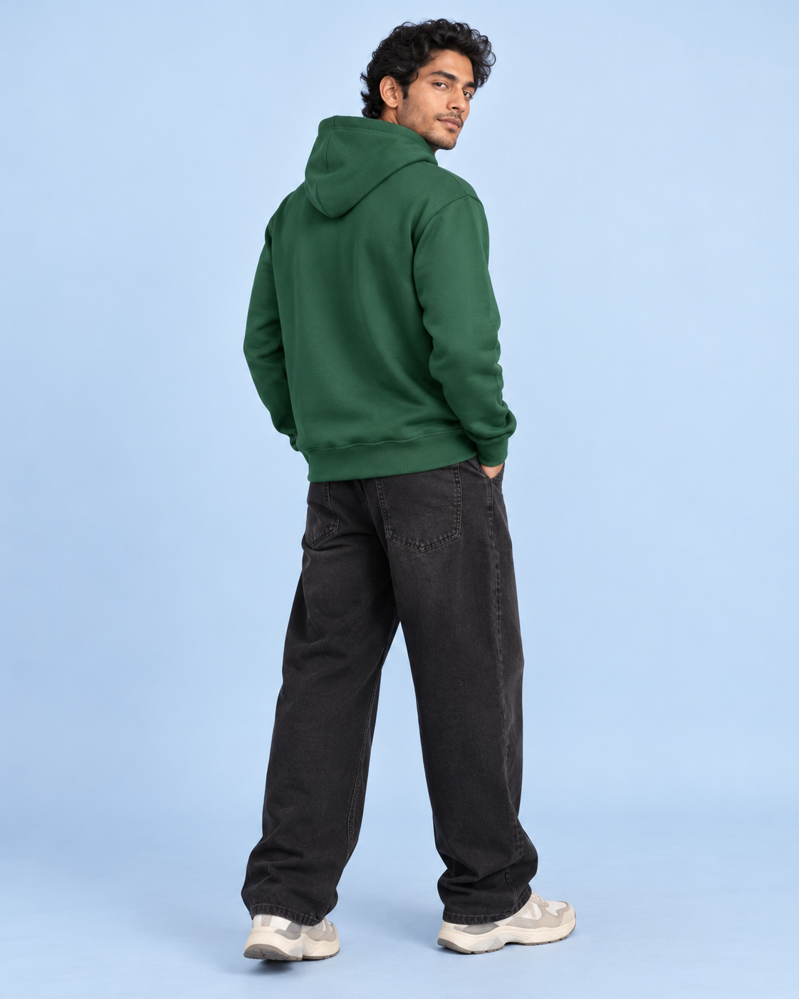 BRATMA Unisex Adult Solid Bottle Green Hooded Sweatshirt | Cotton Blend Fleece | Regular Fit | Long Sleeves | Front Pocket | Bottle Green