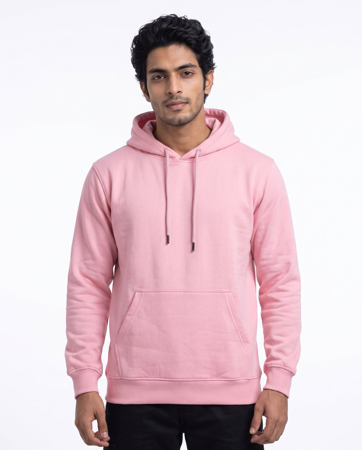 BRATMA Unisex Adult Solid Bubblegum Pink Hooded Sweatshirt | Cotton Blend Fleece | Regular Fit | Long Sleeves | Front Pocket | Bubblegum Pink