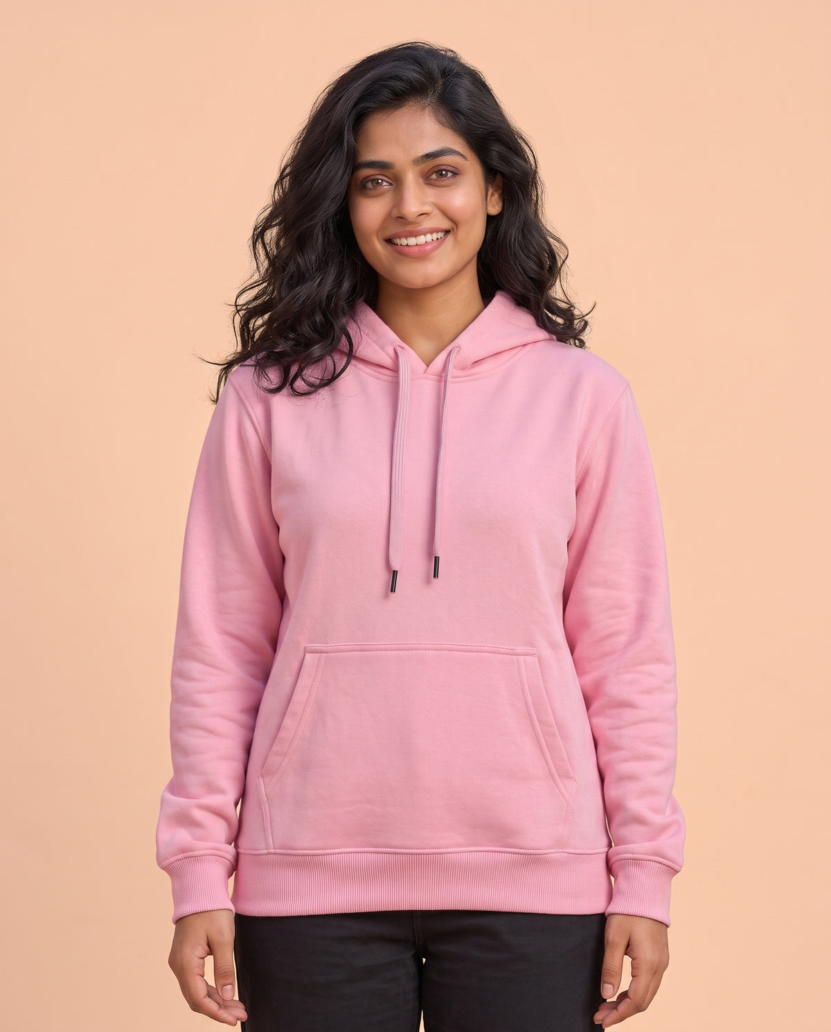 BRATMA Unisex Adult Solid Bubblegum Pink Hooded Sweatshirt | Cotton Blend Fleece | Regular Fit | Long Sleeves | Front Pocket | Bubblegum Pink