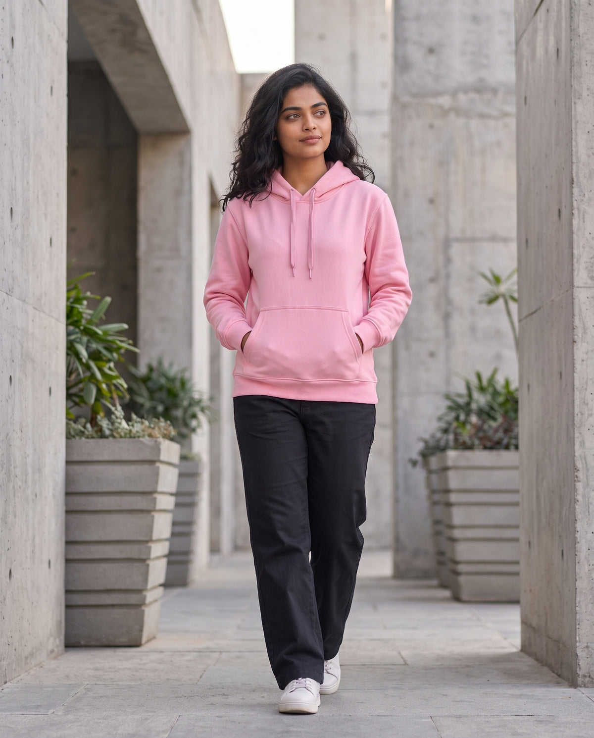 BRATMA Unisex Adult Solid Bubblegum Pink Hooded Sweatshirt | Cotton Blend Fleece | Regular Fit | Long Sleeves | Front Pocket | Bubblegum Pink