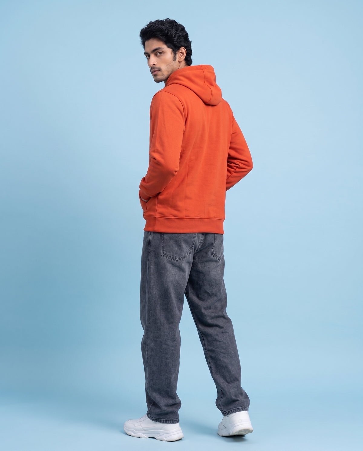BRATMA Unisex Adult Solid Orange Hooded Sweatshirt | Cotton Blend Fleece | Regular Fit | Long Sleeves | Front Pocket | Orange