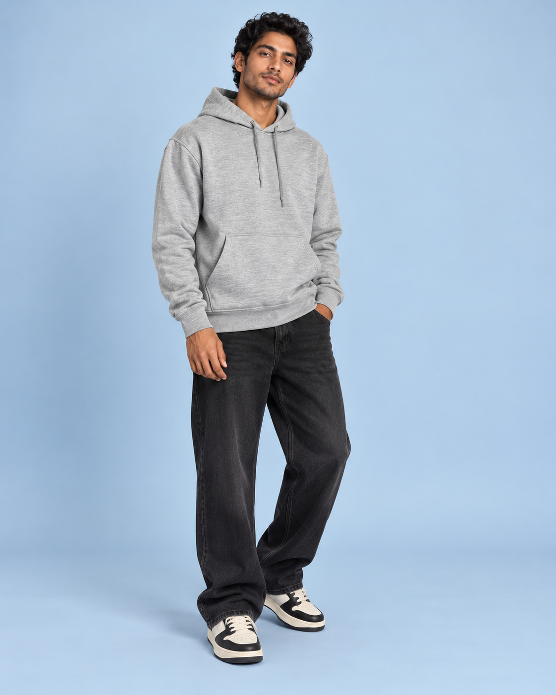 BRATMA Unisex Adult Solid Grey Melange Hooded Sweatshirt | Cotton Blend Fleece | Regular Fit | Long Sleeves | Front Pocket | Grey Melange