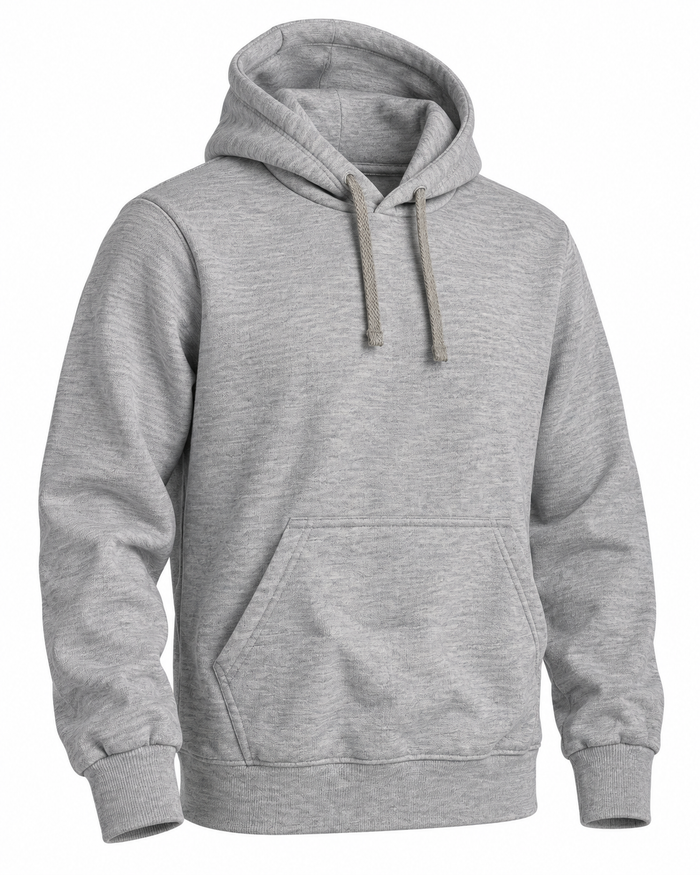 BRATMA Unisex Adult Solid Grey Melange Hooded Sweatshirt | Cotton Blend Fleece | Regular Fit | Long Sleeves | Front Pocket | Grey Melange