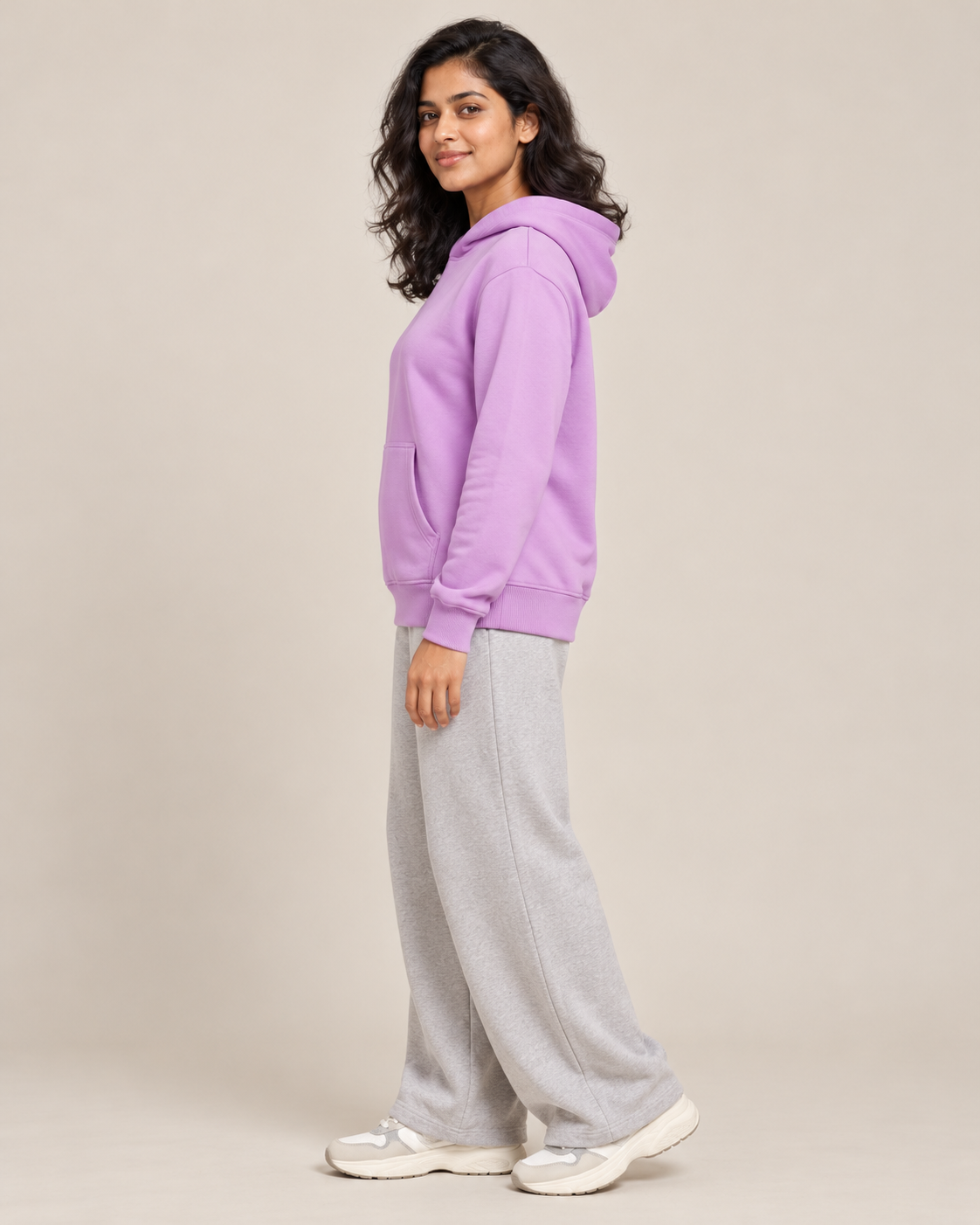 BRATMA Unisex Adult Solid Lavendar Hooded Sweatshirt | Cotton Blend Fleece | Regular Fit | Long Sleeves | Front Pocket | Lavendar