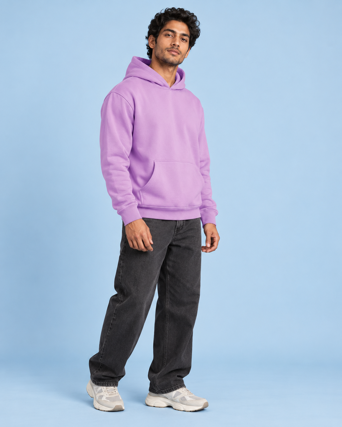 BRATMA Unisex Adult Solid Lavendar Hooded Sweatshirt | Cotton Blend Fleece | Regular Fit | Long Sleeves | Front Pocket | Lavendar