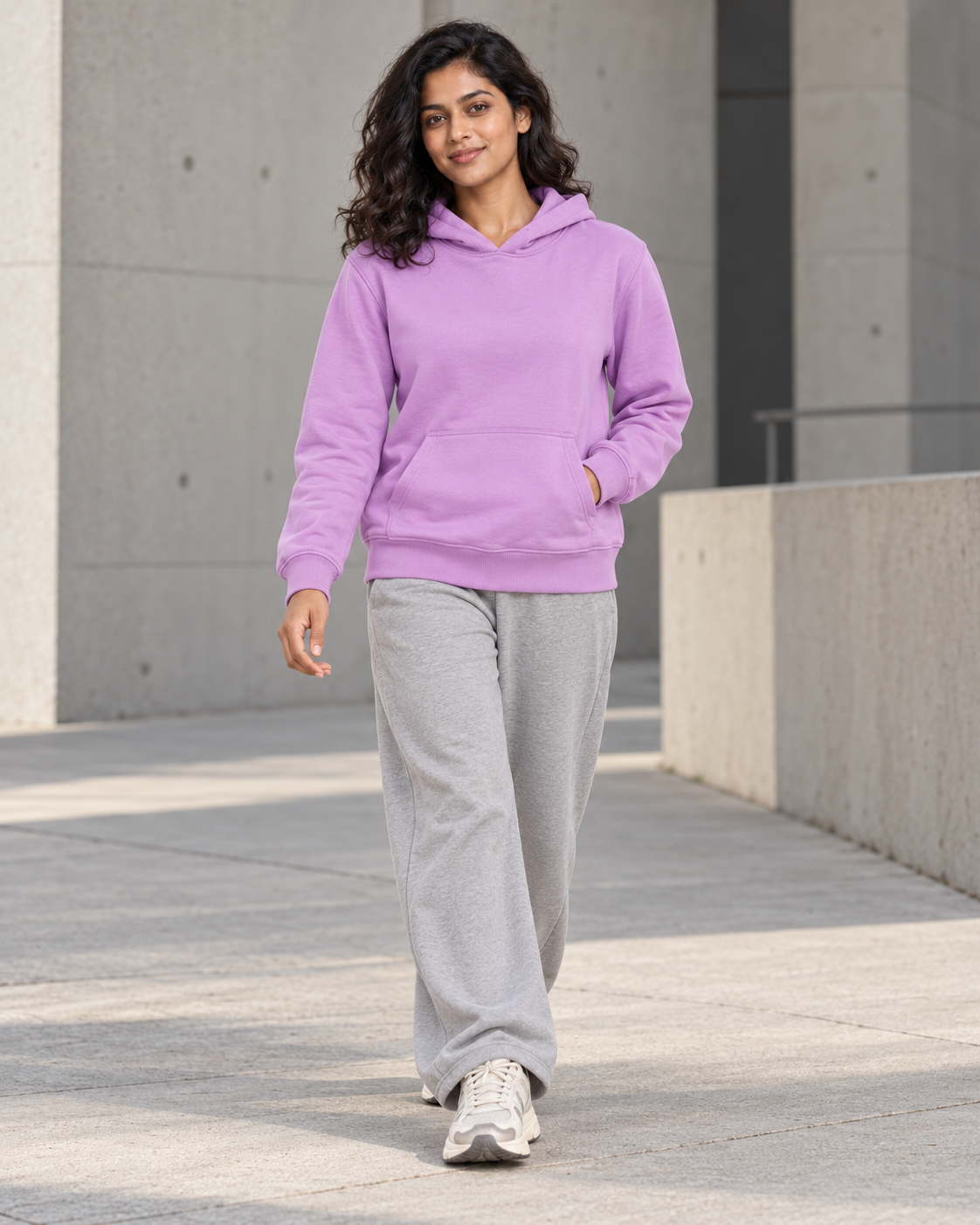 BRATMA Unisex Adult Solid Lavendar Hooded Sweatshirt | Cotton Blend Fleece | Regular Fit | Long Sleeves | Front Pocket | Lavendar