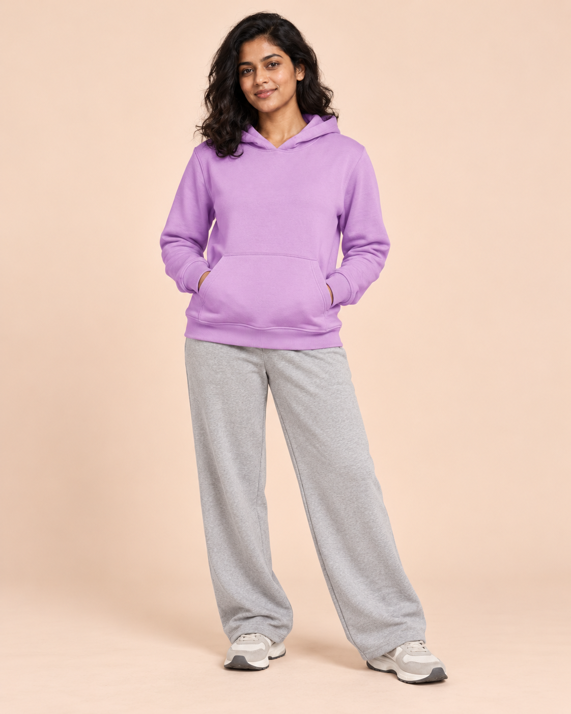 BRATMA Unisex Adult Solid Lavendar Hooded Sweatshirt | Cotton Blend Fleece | Regular Fit | Long Sleeves | Front Pocket | Lavendar