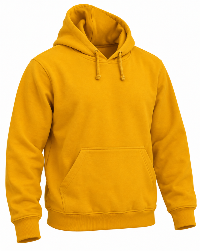 BRATMA Unisex Adult Solid Mustard Hooded Sweatshirt | Cotton Blend Fleece | Regular Fit | Long Sleeves | Front Pocket | Mustard