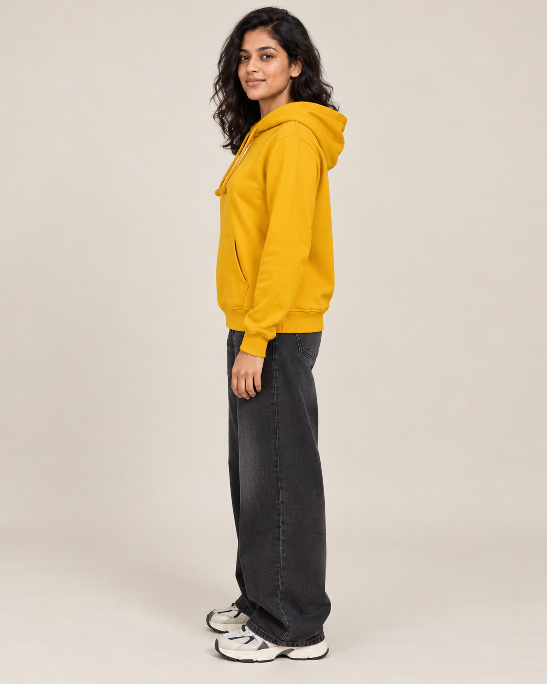 BRATMA Unisex Adult Solid Mustard Hooded Sweatshirt | Cotton Blend Fleece | Regular Fit | Long Sleeves | Front Pocket | Mustard