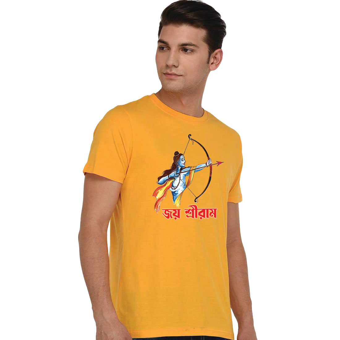 #Color_Mustard Jai Shree Ram printed tshirt