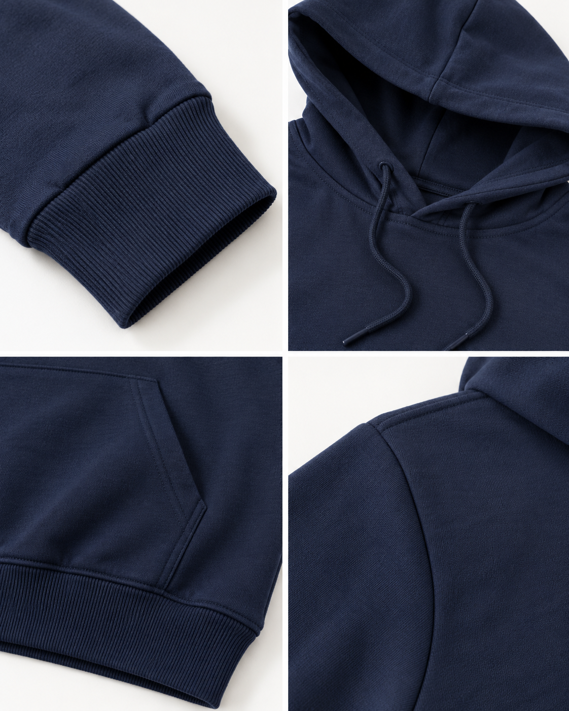 BRATMA Unisex Adult Solid Navy Blue Hooded Sweatshirt | Cotton Blend Fleece | Regular Fit | Long Sleeves | Front Pocket | Navy Blue