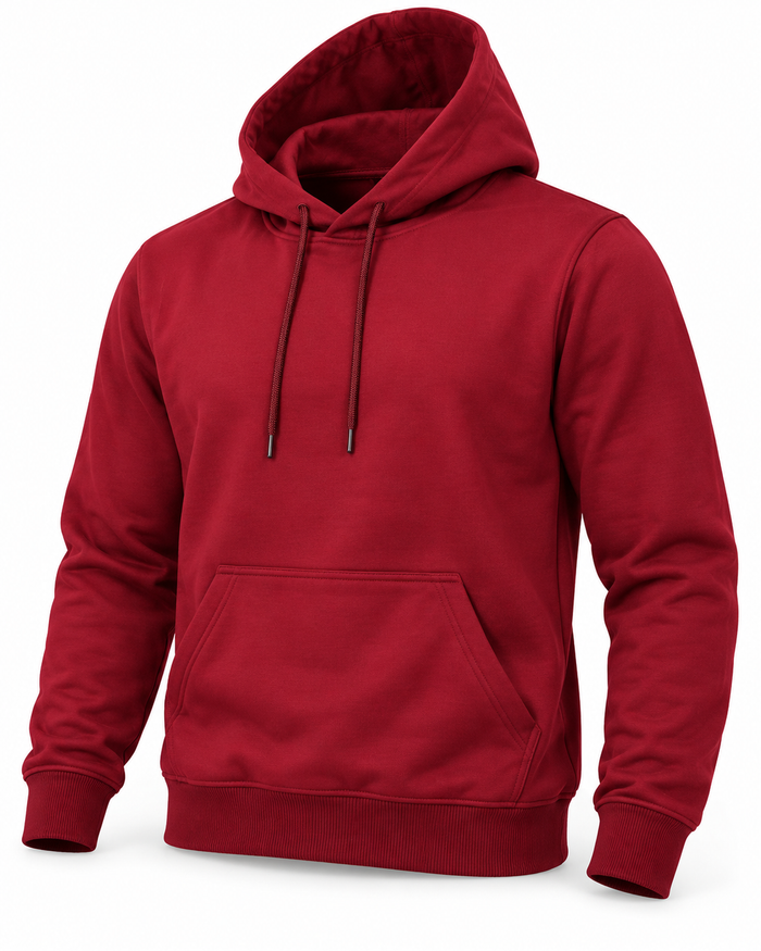 BRATMA Unisex Adult Solid Maroon Hooded Sweatshirt | Cotton Blend Fleece | Regular Fit | Long Sleeves | Front Pocket | Maroon