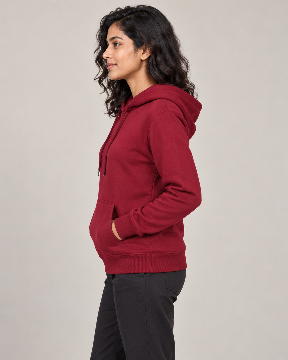 BRATMA Unisex Adult Solid Maroon Hooded Sweatshirt | Cotton Blend Fleece | Regular Fit | Long Sleeves | Front Pocket | Maroon