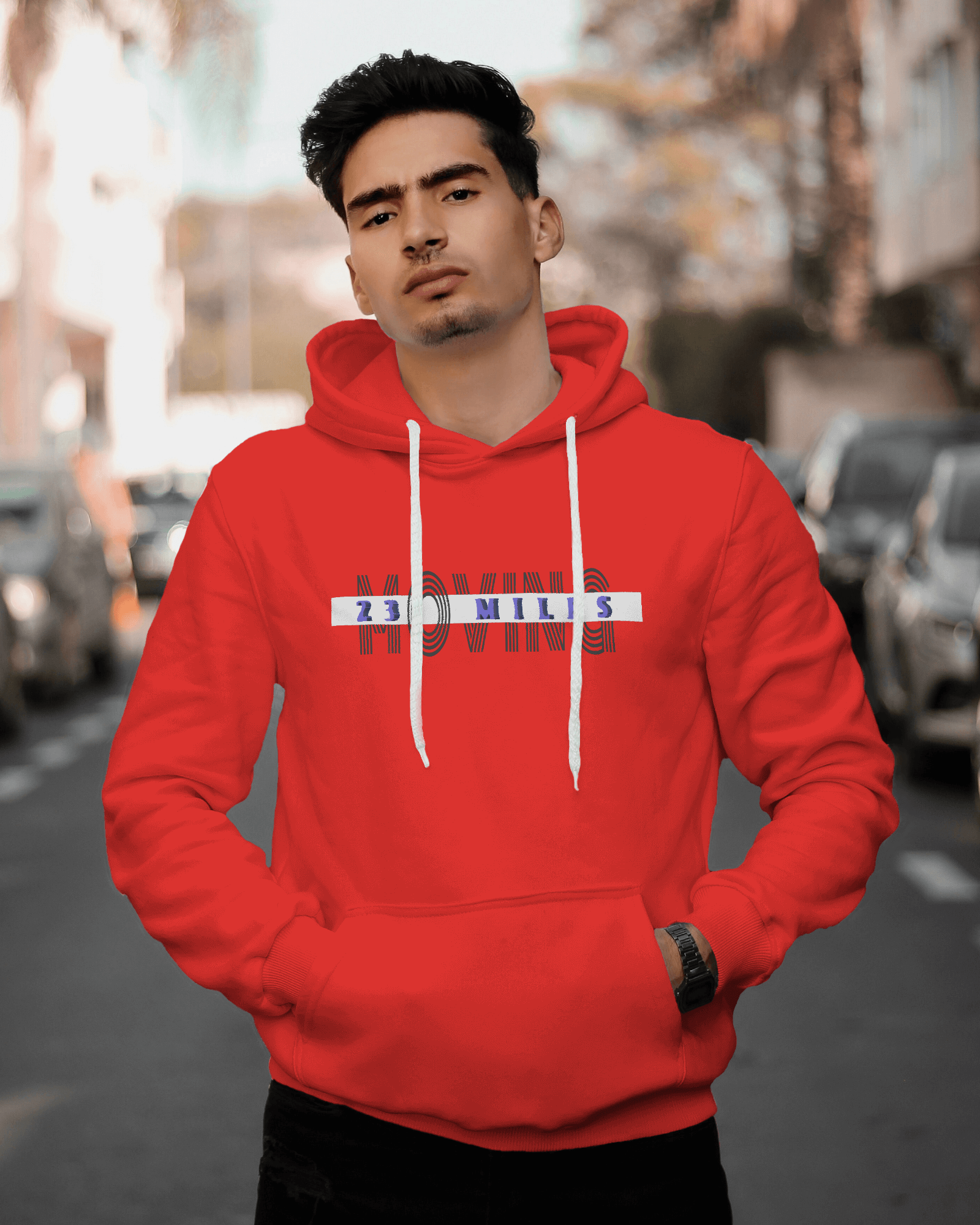 Typography red Hoodies for men