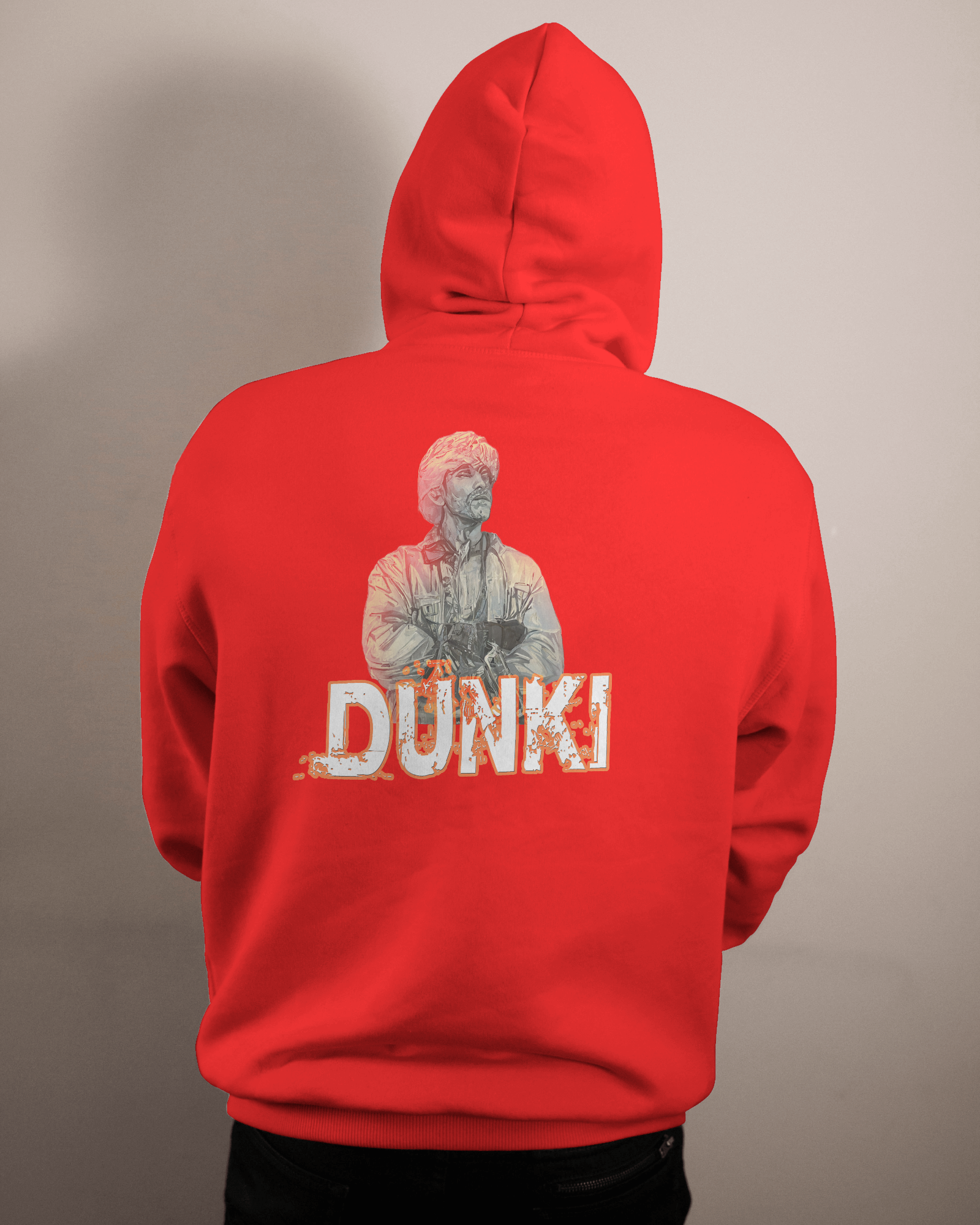 DUNKI DESIGN BACK PRINTED HOODIES FOR WINTER RED COLOUR