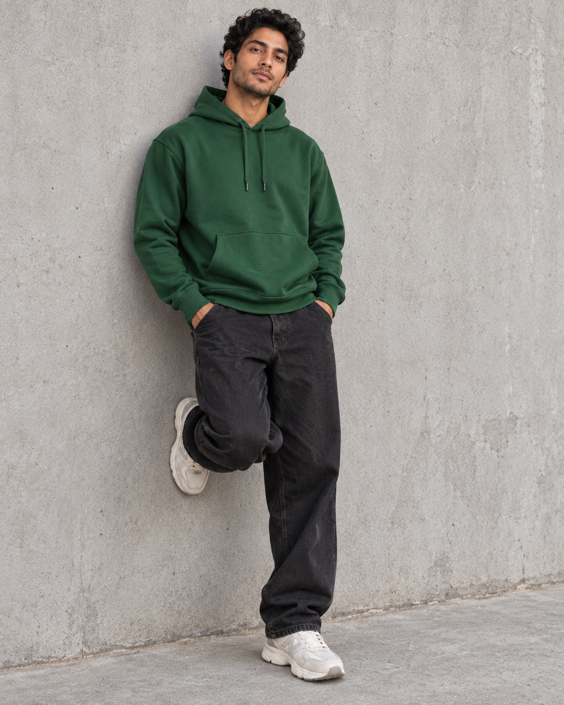 BRATMA Unisex Adult Solid Bottle Green Hooded Sweatshirt | Cotton Blend Fleece | Regular Fit | Long Sleeves | Front Pocket | Bottle Green