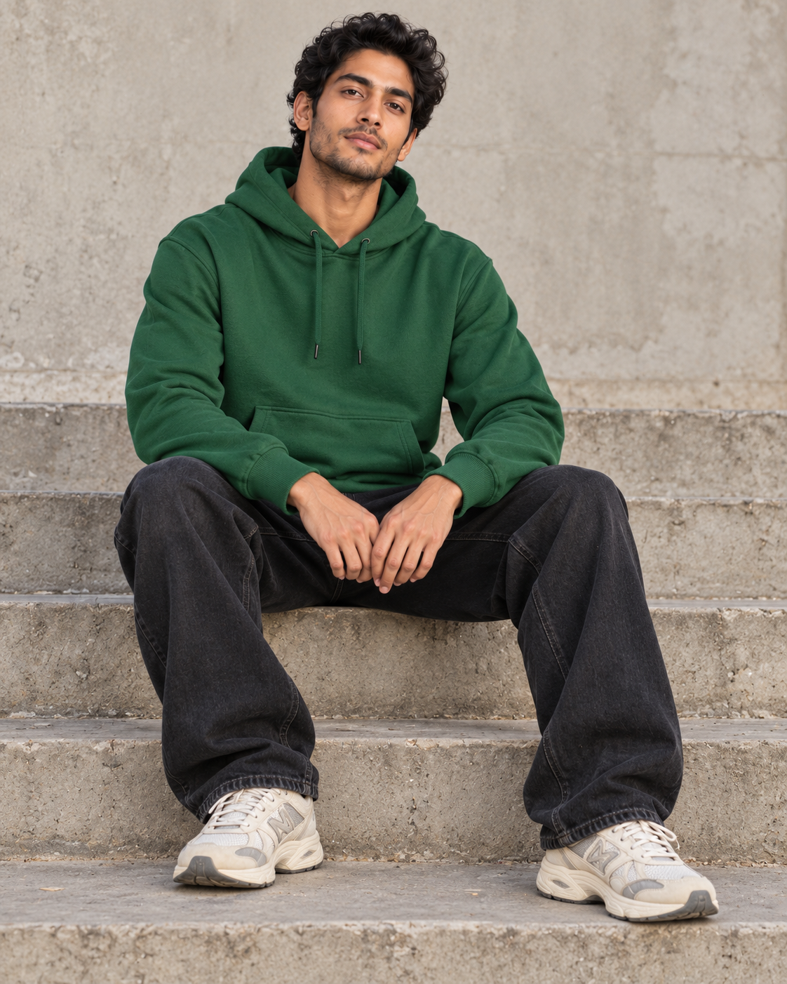 BRATMA Unisex Adult Solid Bottle Green Hooded Sweatshirt | Cotton Blend Fleece | Regular Fit | Long Sleeves | Front Pocket | Bottle Green
