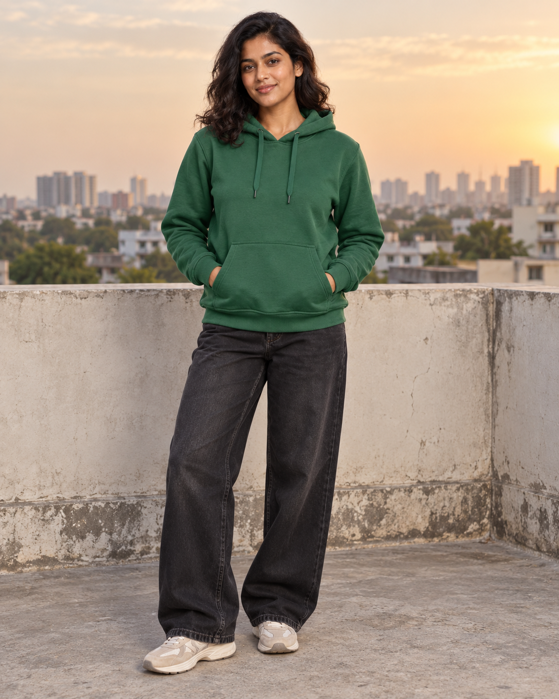 BRATMA Unisex Adult Solid Bottle Green Hooded Sweatshirt | Cotton Blend Fleece | Regular Fit | Long Sleeves | Front Pocket | Bottle Green