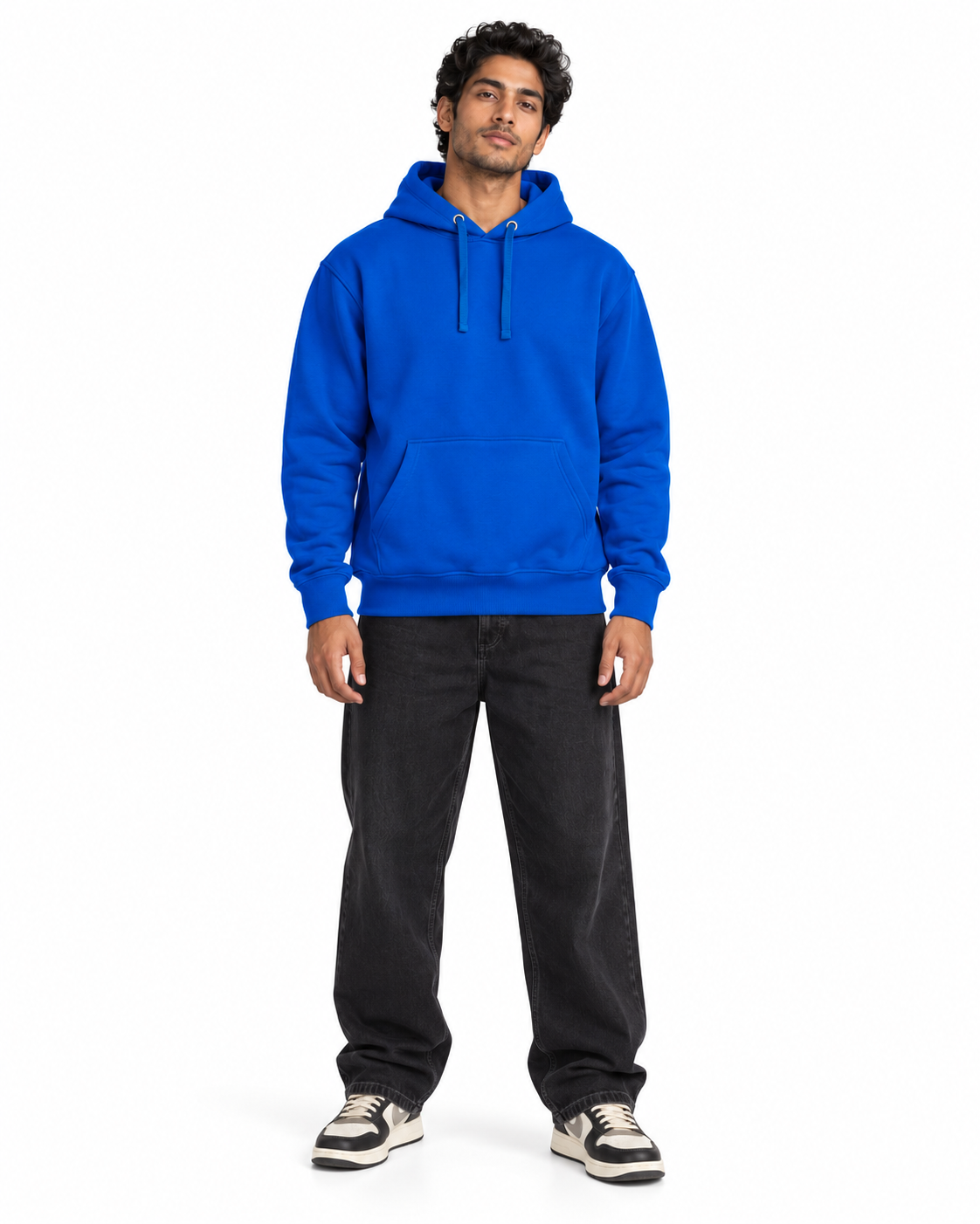 BRATMA Unisex Adult Solid Royal Blue Hooded Sweatshirt | Cotton Blend Fleece | Regular Fit | Long Sleeves | Front Pocket | Royal Blue