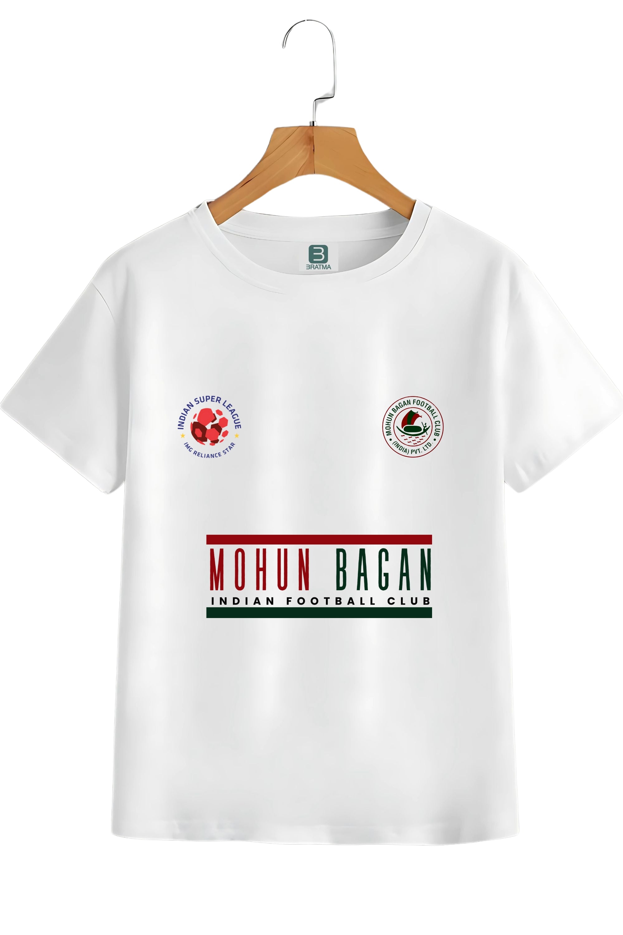 Mohun Bagan ISL Shield Football T-Shirt, Black, Soccer Fan Graphic Print