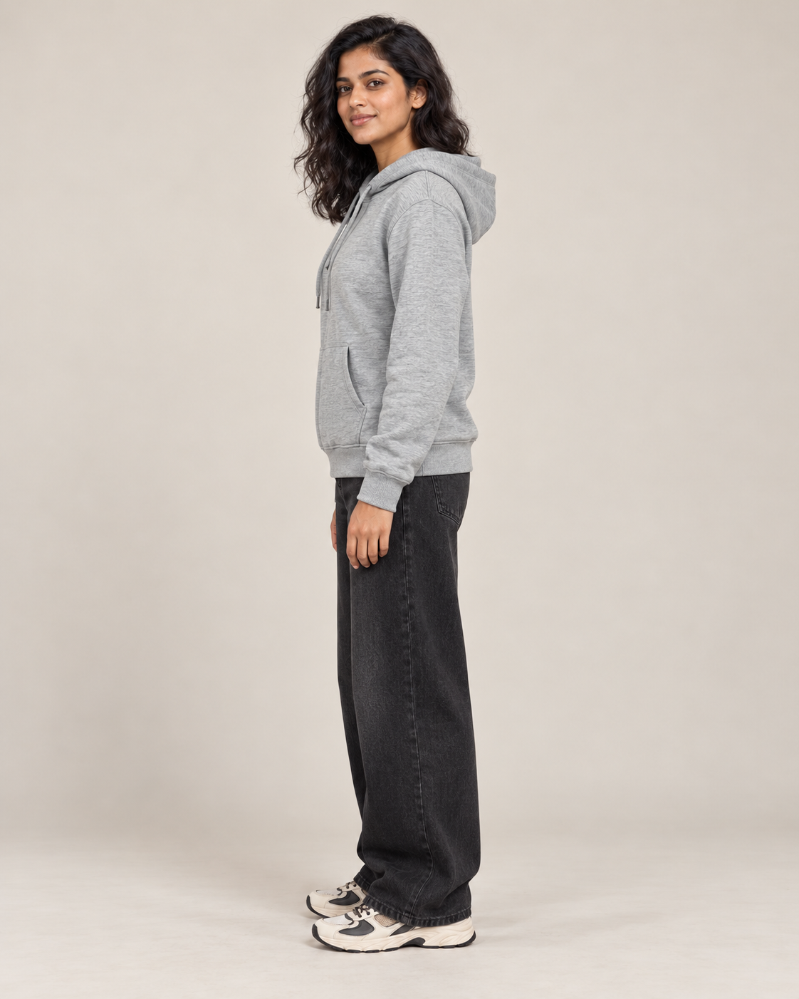 BRATMA Unisex Adult Solid Grey Melange Hooded Sweatshirt | Cotton Blend Fleece | Regular Fit | Long Sleeves | Front Pocket | Grey Melange