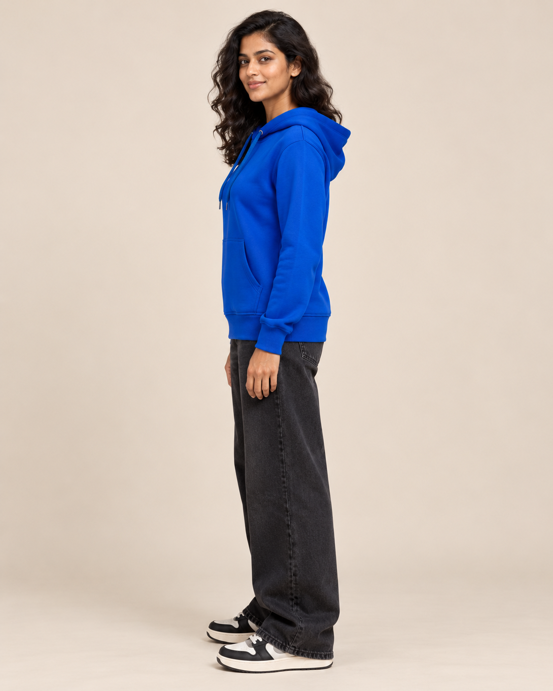 BRATMA Unisex Adult Solid Royal Blue Hooded Sweatshirt | Cotton Blend Fleece | Regular Fit | Long Sleeves | Front Pocket | Royal Blue