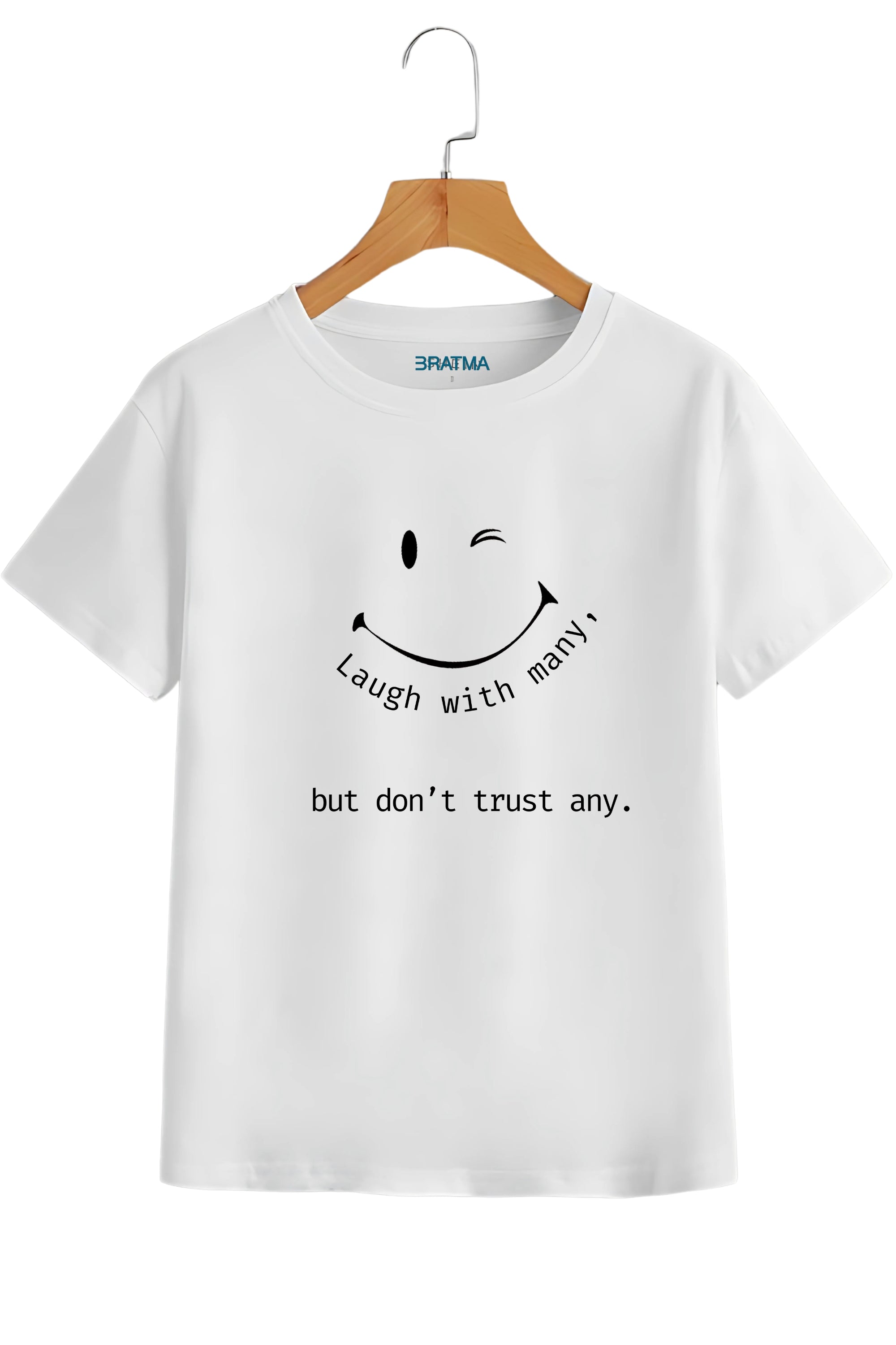 Funny Quote T-Shirt, Smiley Face Graphic Print, White, Casual Unisex Design